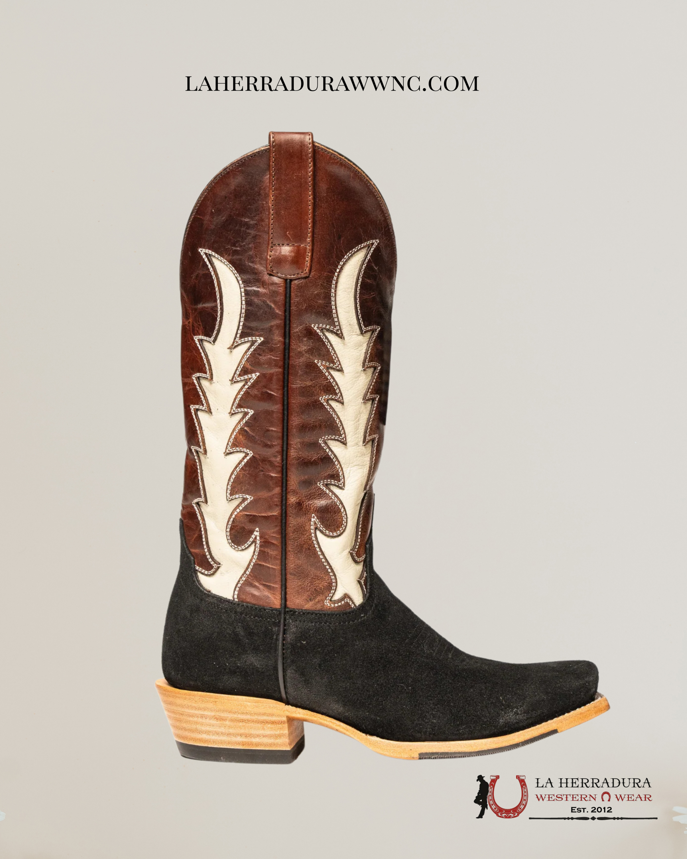 WOMENS MACIE BEAN BLACK SUEDE WHISKEY VAQUERO NARROW TOE - M9523 BOTAS MUJERES