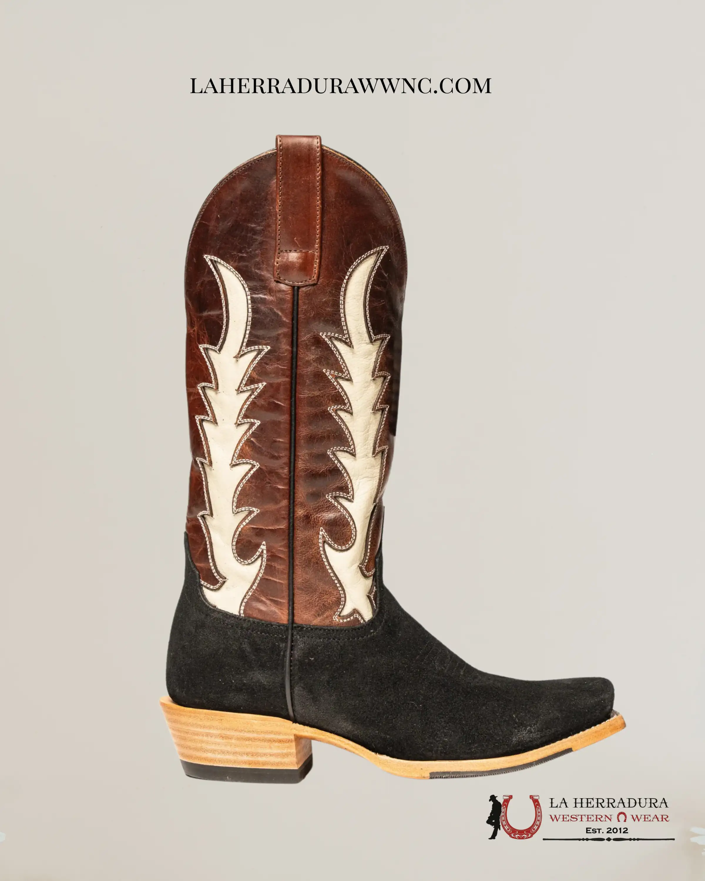 WOMENS MACIE BEAN BLACK SUEDE WHISKEY VAQUERO NARROW TOE - M9523 BOTAS MUJERES