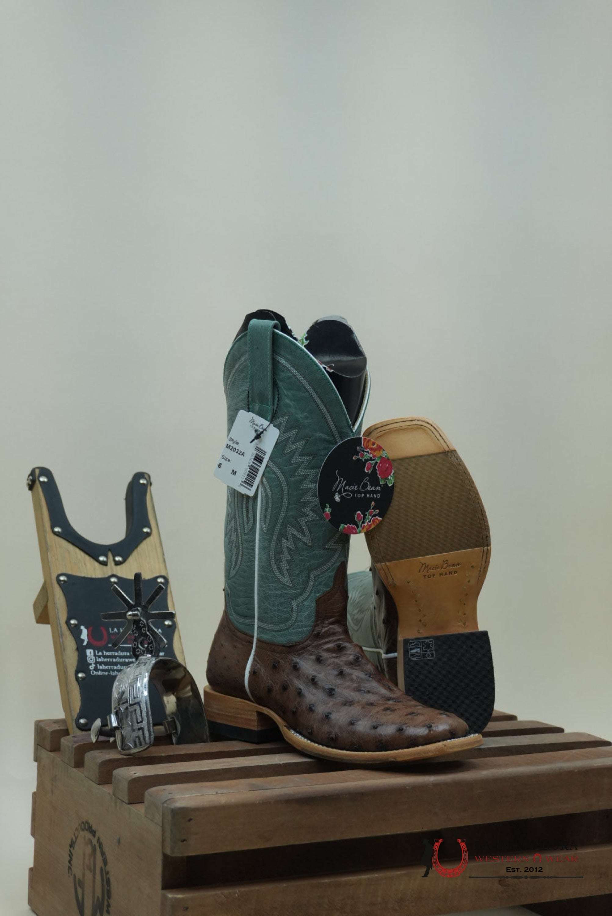 Macie Beam Kango Tobac Fq Ostrich Sky Blue Botas Mujeres