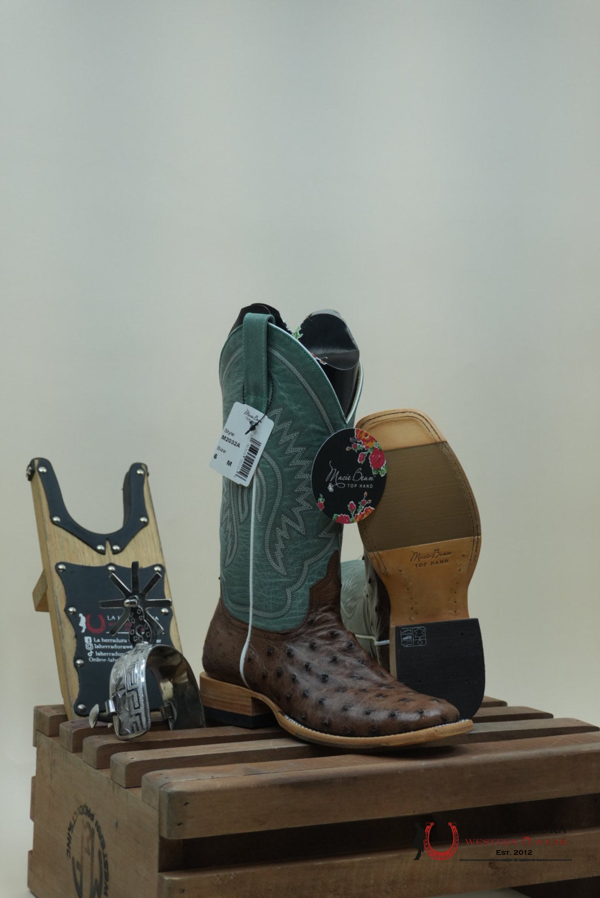 Macie Beam Kango Tobac Fq Ostrich Sky Blue Botas Mujeres