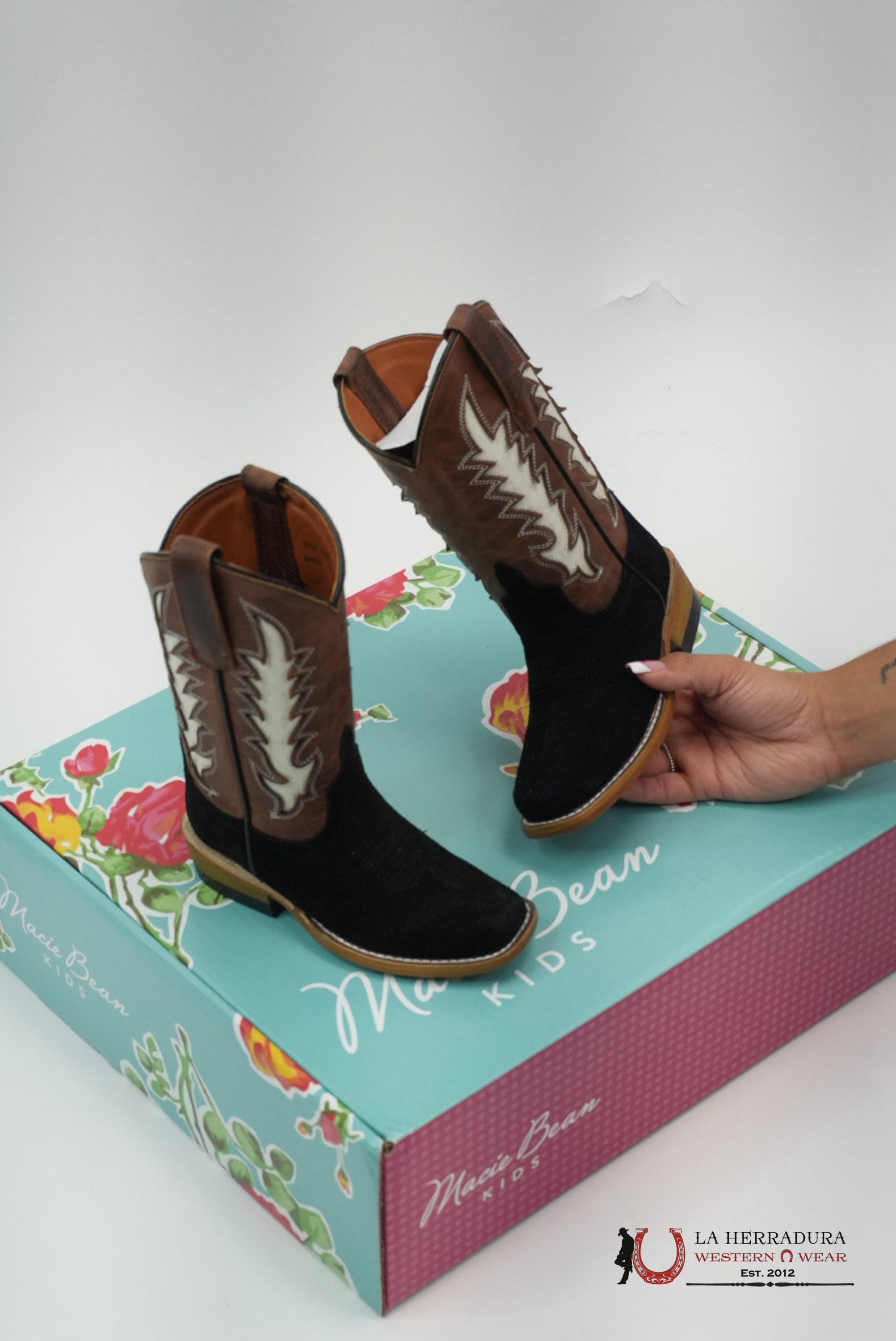 MACIE BEAN KIDS BOOTS BLACK SUEDE ROPER STYLE BOOT MK9523 NIÑOS