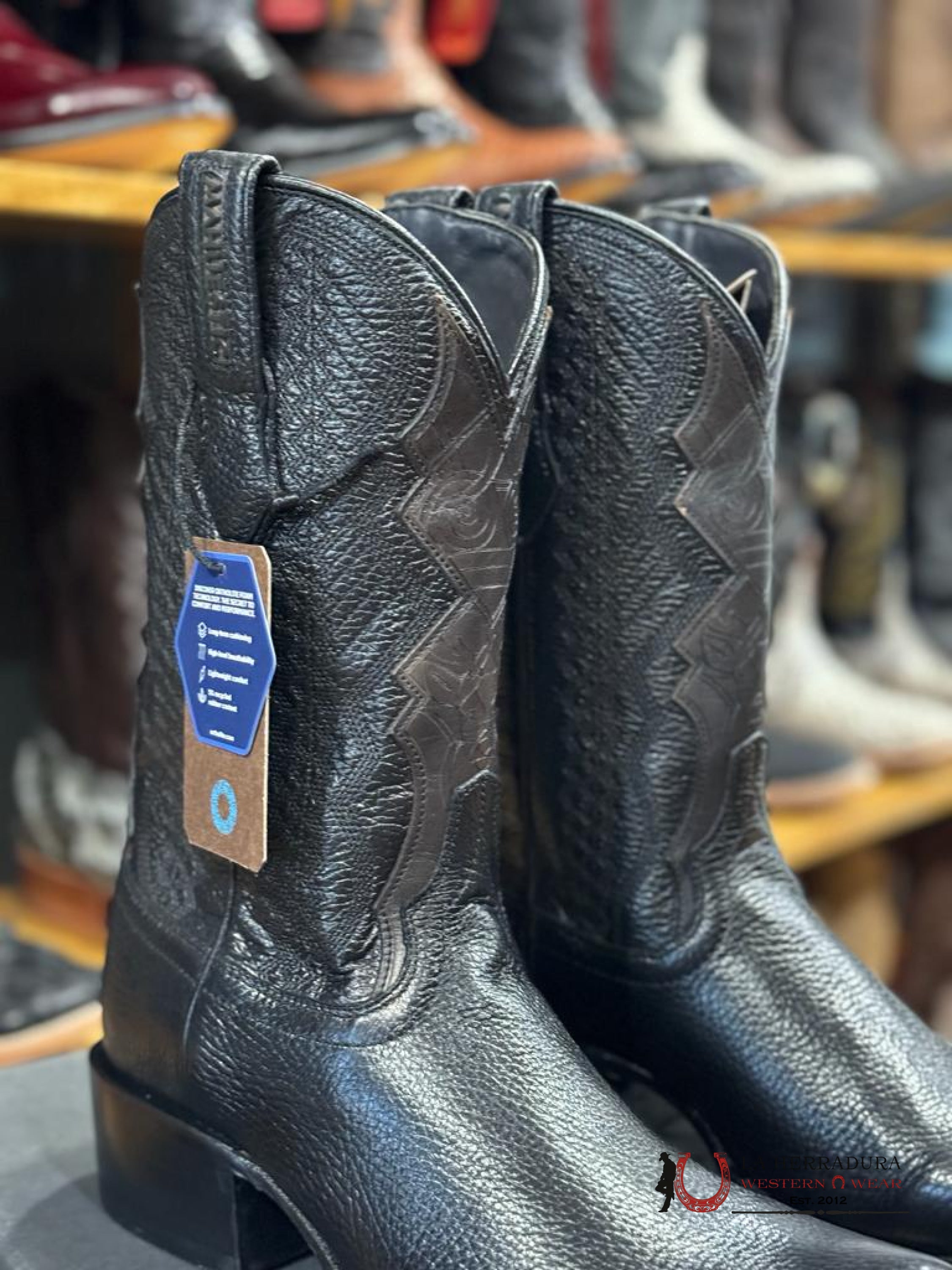 Mahuestic Deer Venado Black Semi Square Toe Na0201 Botas Hombres