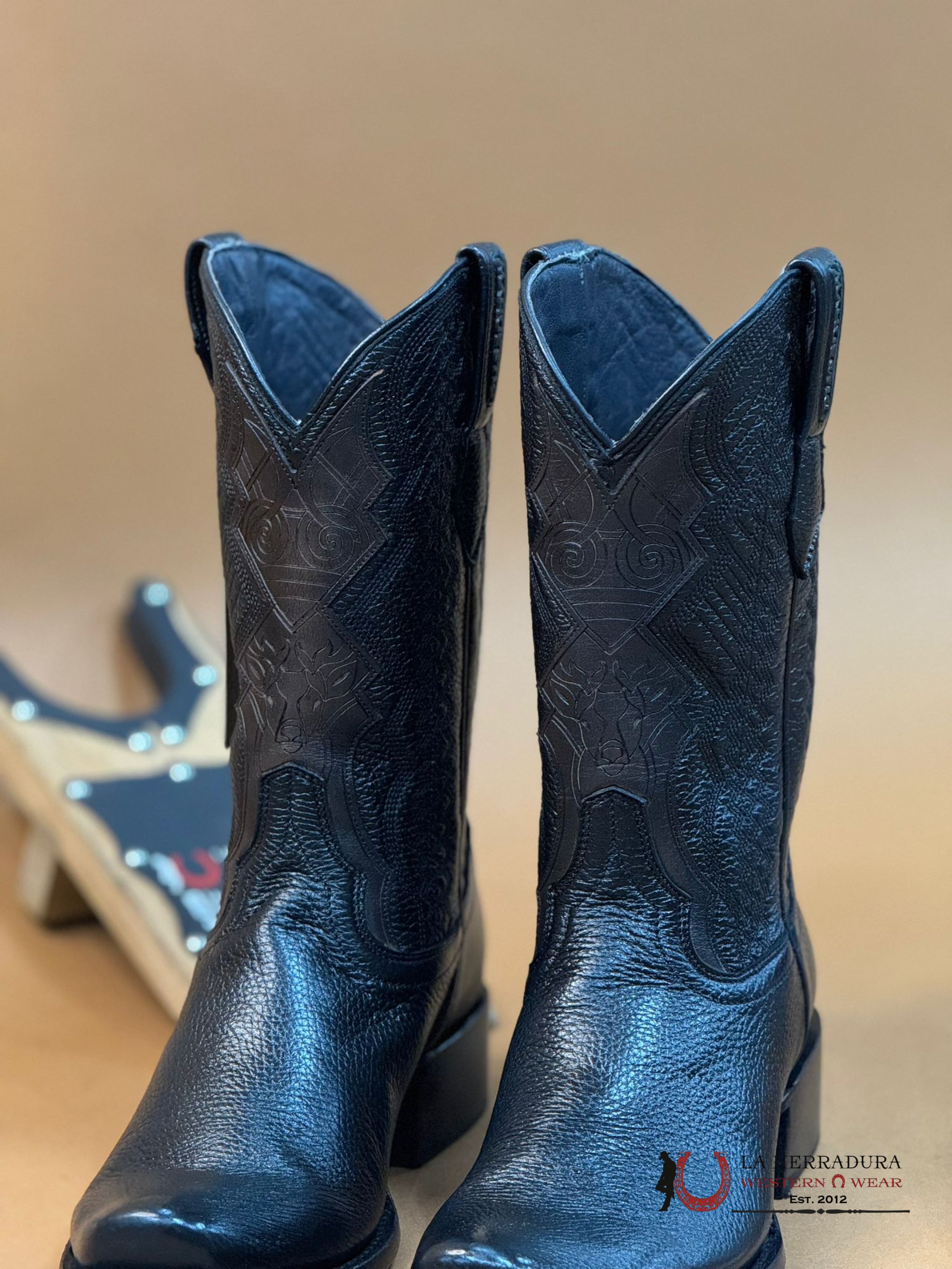 Mahuestic Deer Venado Black Semi Square Toe Na0201 Botas Hombres