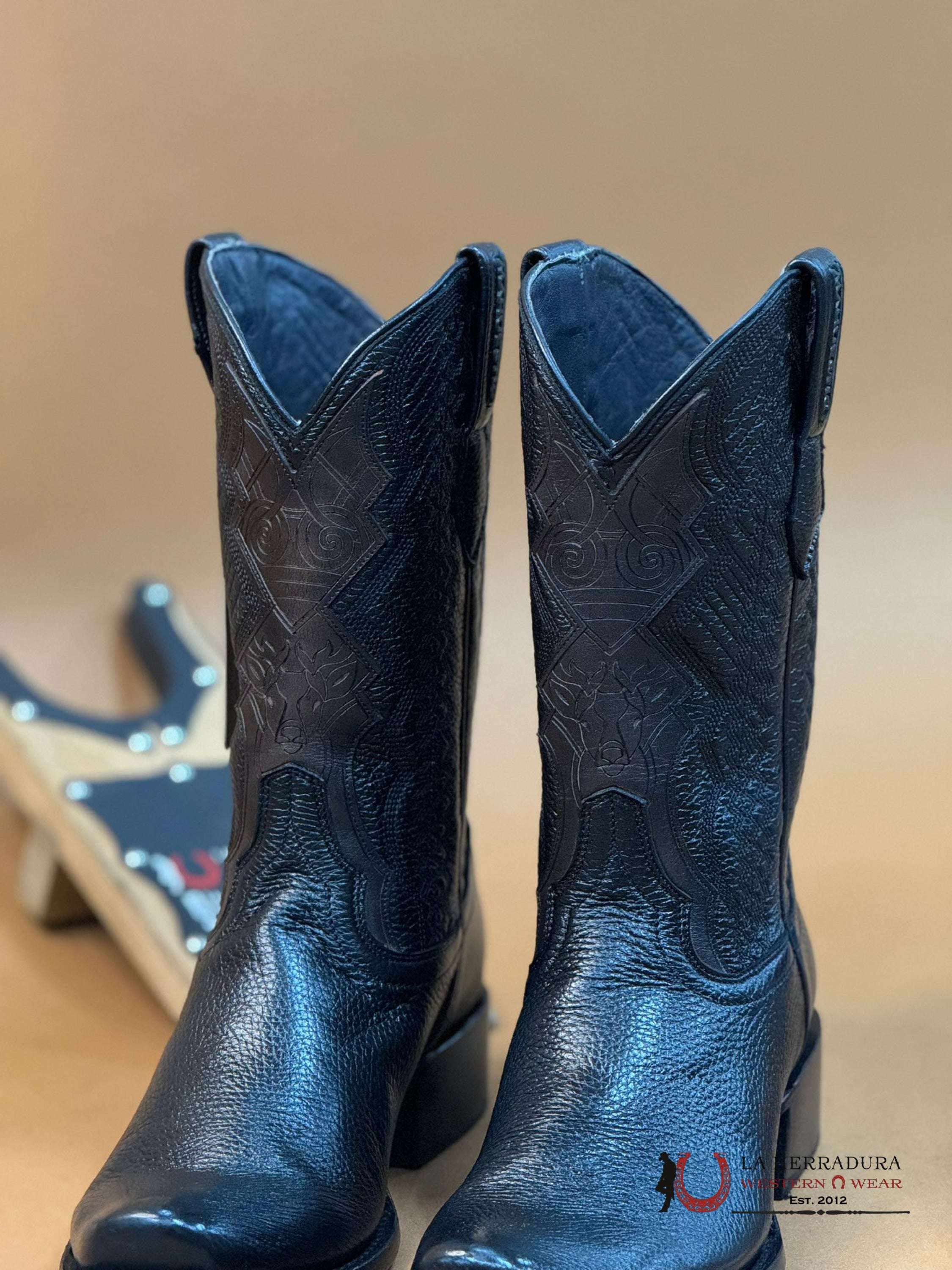 Mahuestic Deer Venado Black Semi Square Toe Na0201 Botas Hombres