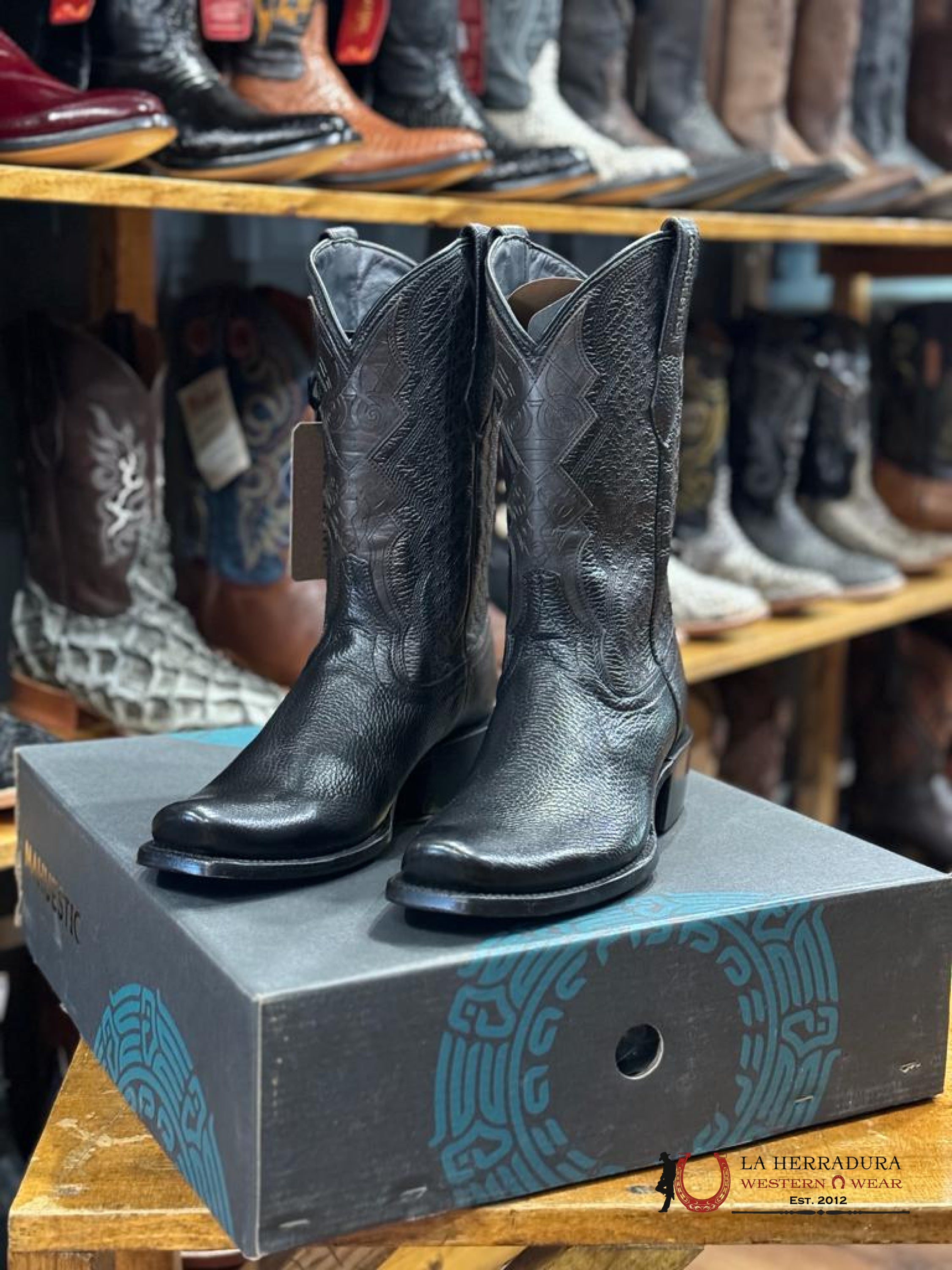 Mahuestic Deer Venado Black Semi Square Toe Na0201 Botas Hombres