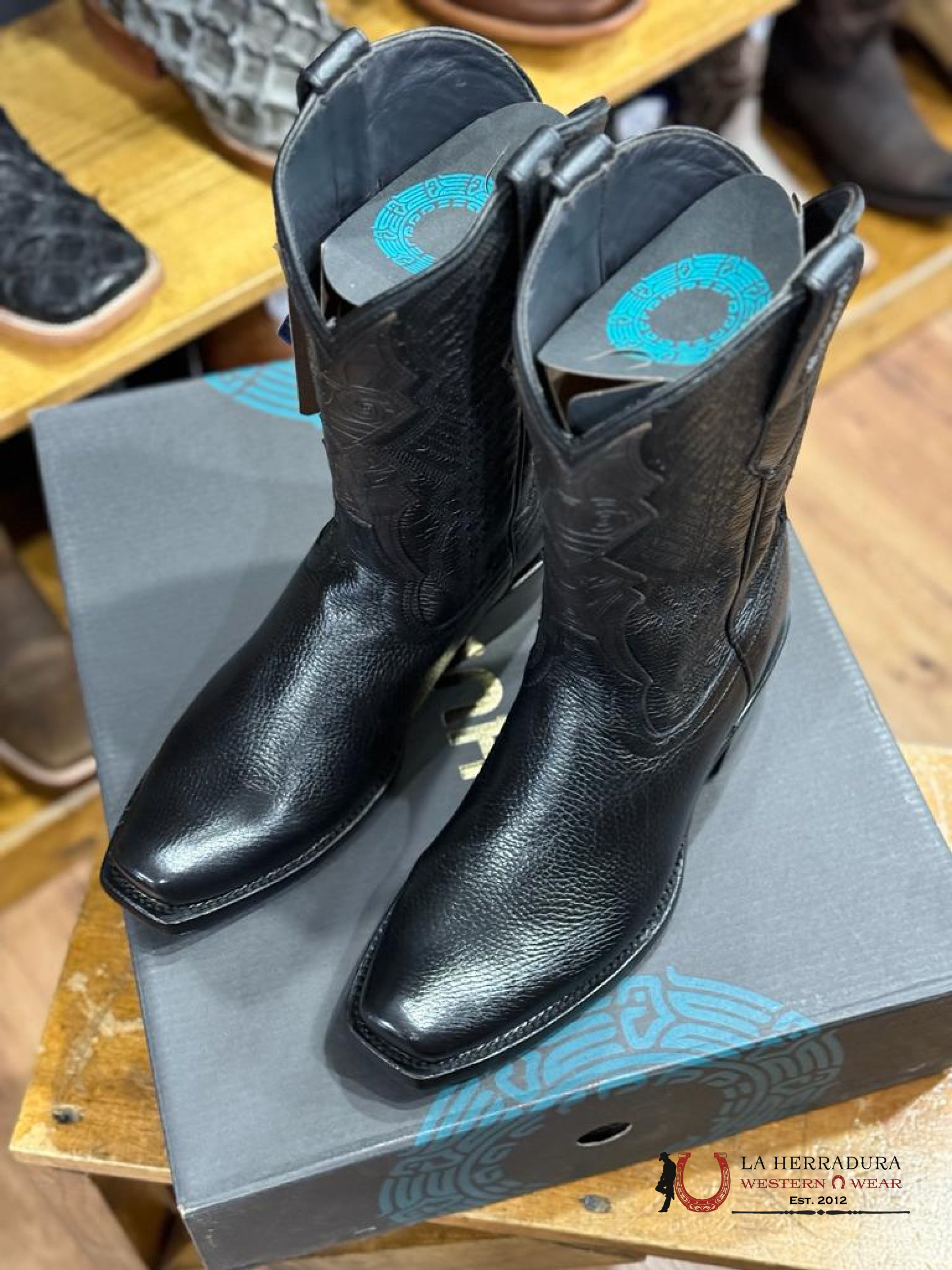 Mahuestic Deer Venado Black Semi Square Toe Na0201 Botas Hombres