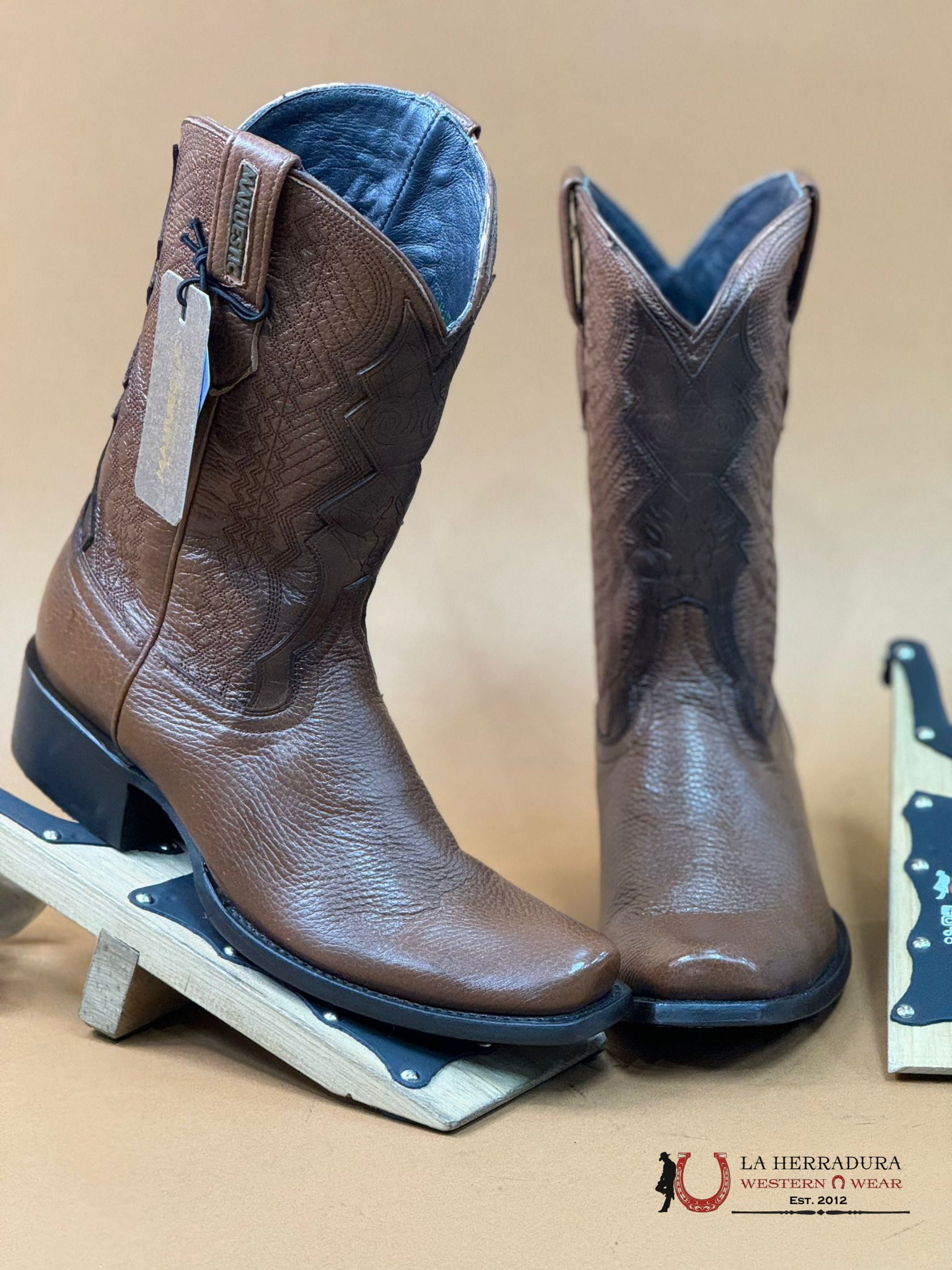 Mahuestic Deer Venado Copper Semi Square Toe Botas Hombres