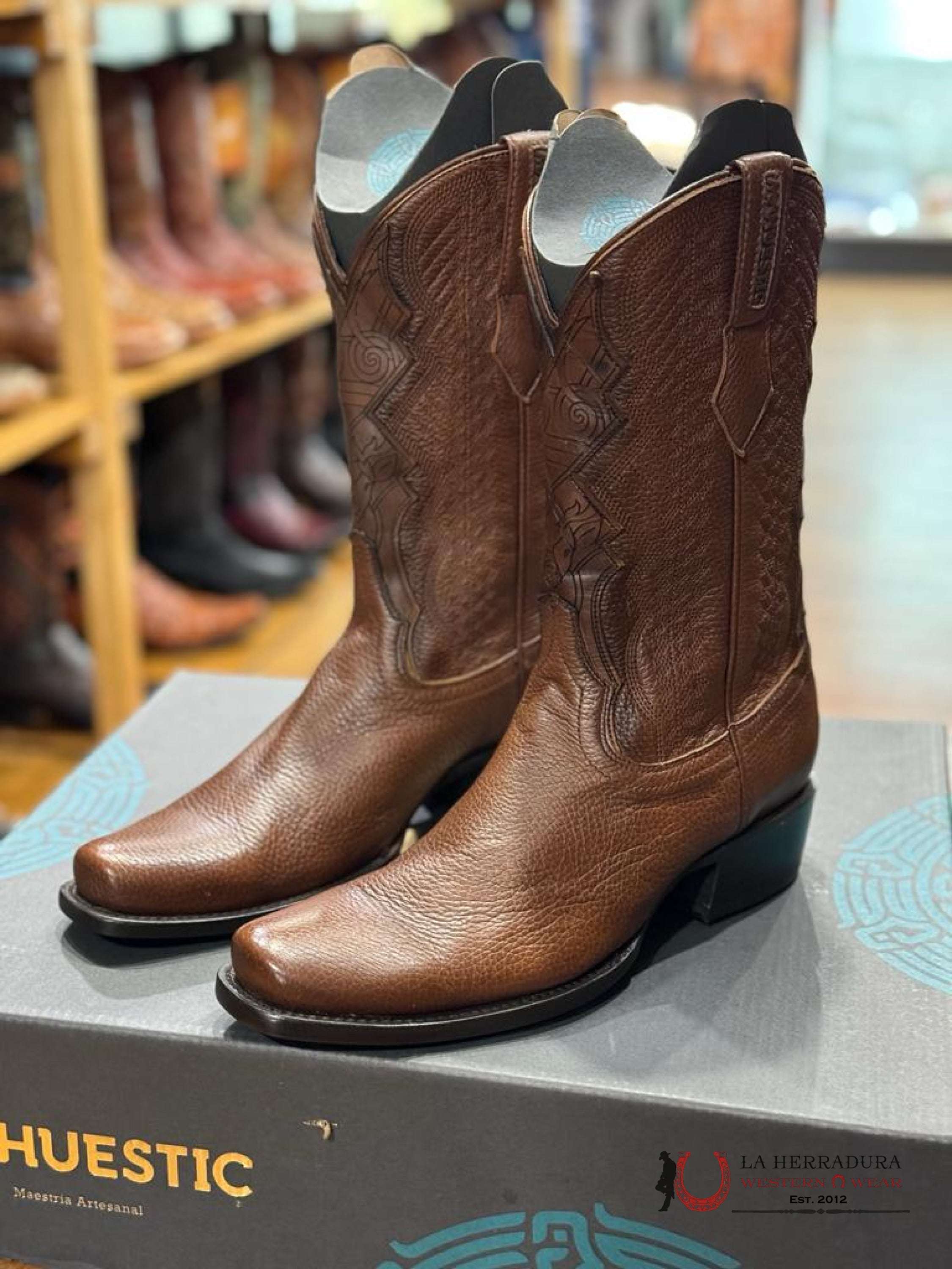 Mahuestic Deer Venado Copper Semi Square Toe Botas Hombres