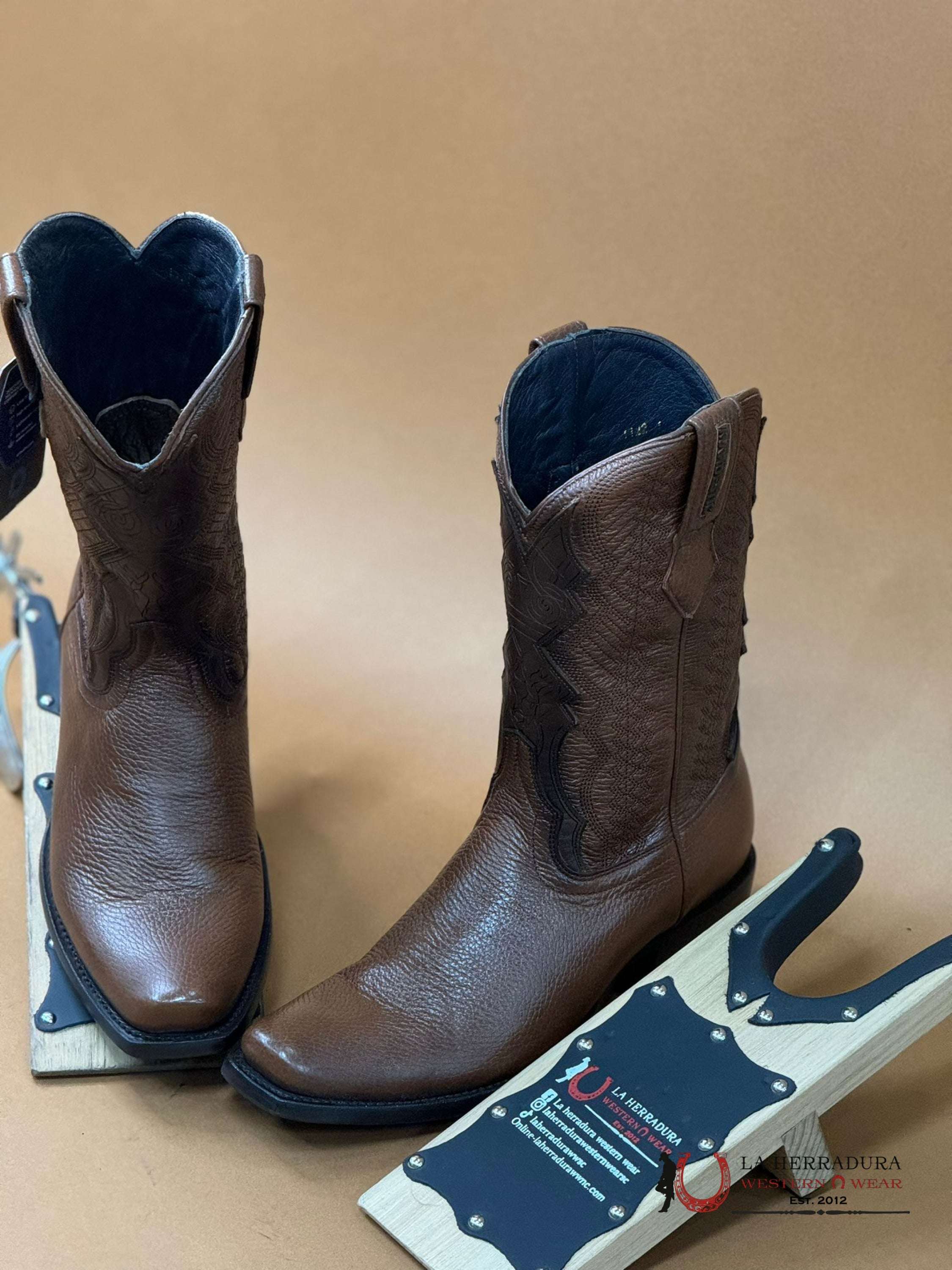 Mahuestic Deer Venado Copper Semi Square Toe Botas Hombres