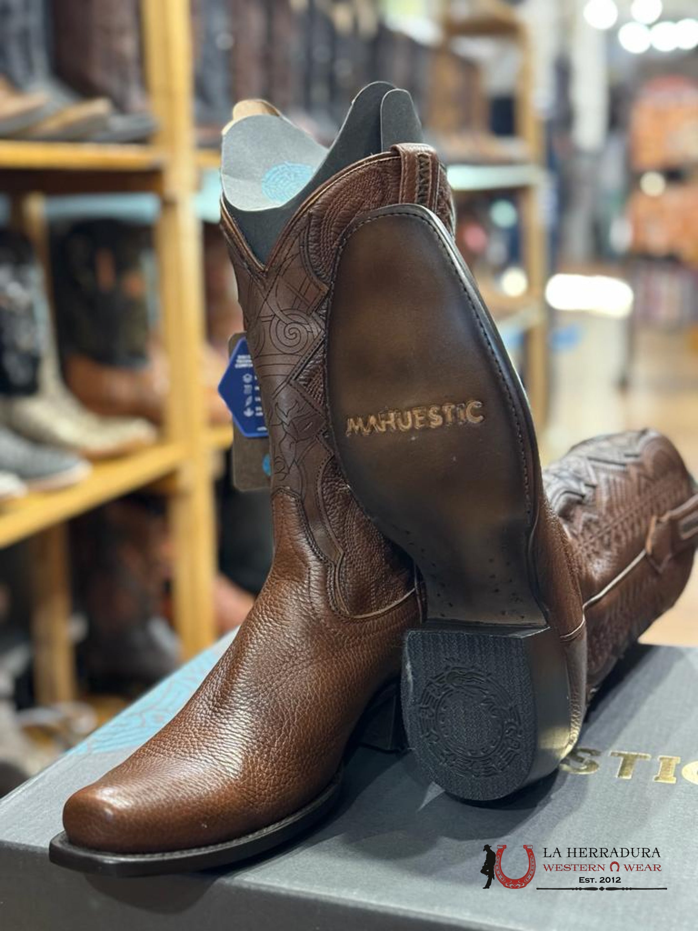 Mahuestic Deer Venado Copper Semi Square Toe Botas Hombres