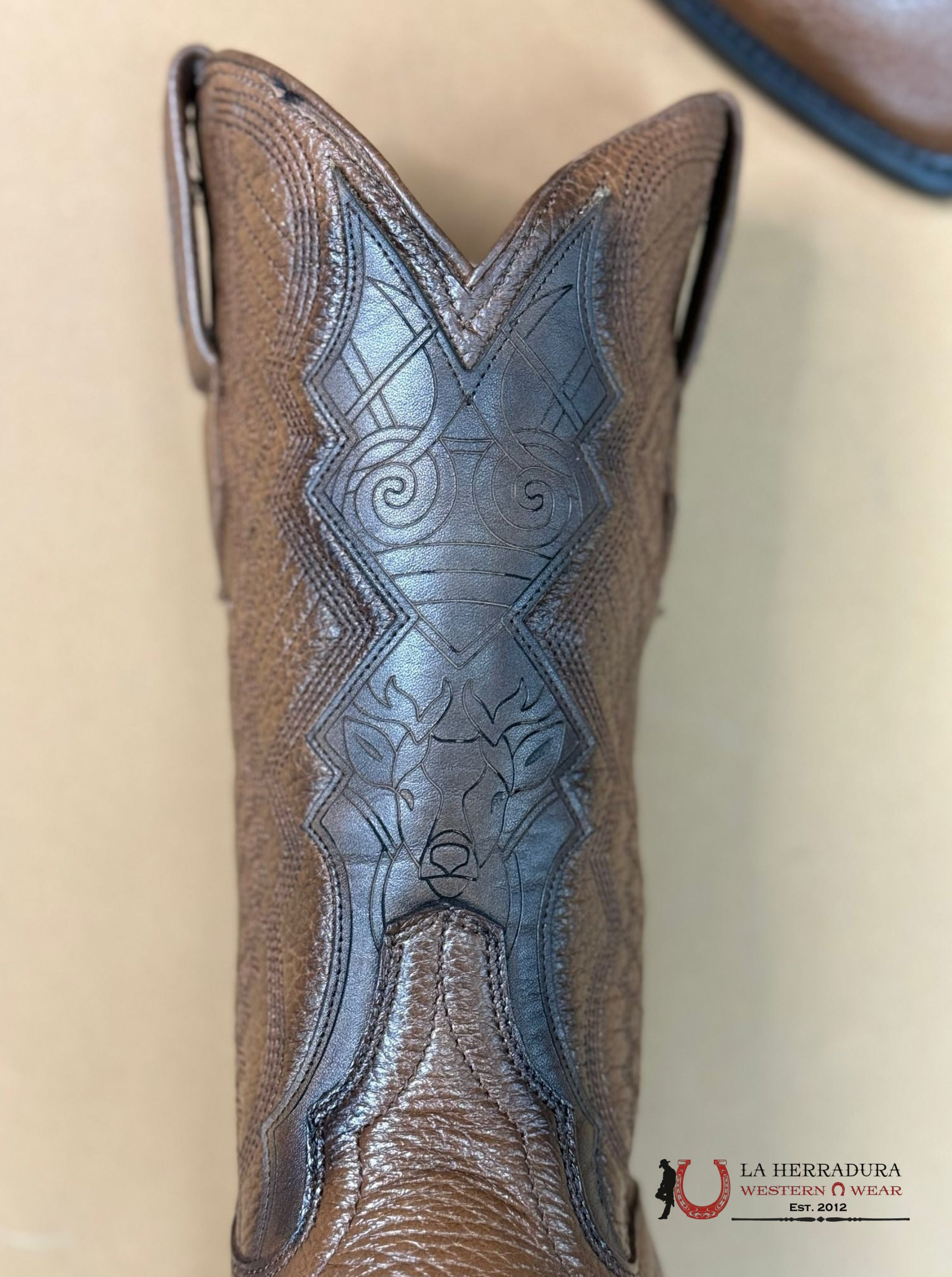 Mahuestic Deer Venado Copper Semi Square Toe Botas Hombres