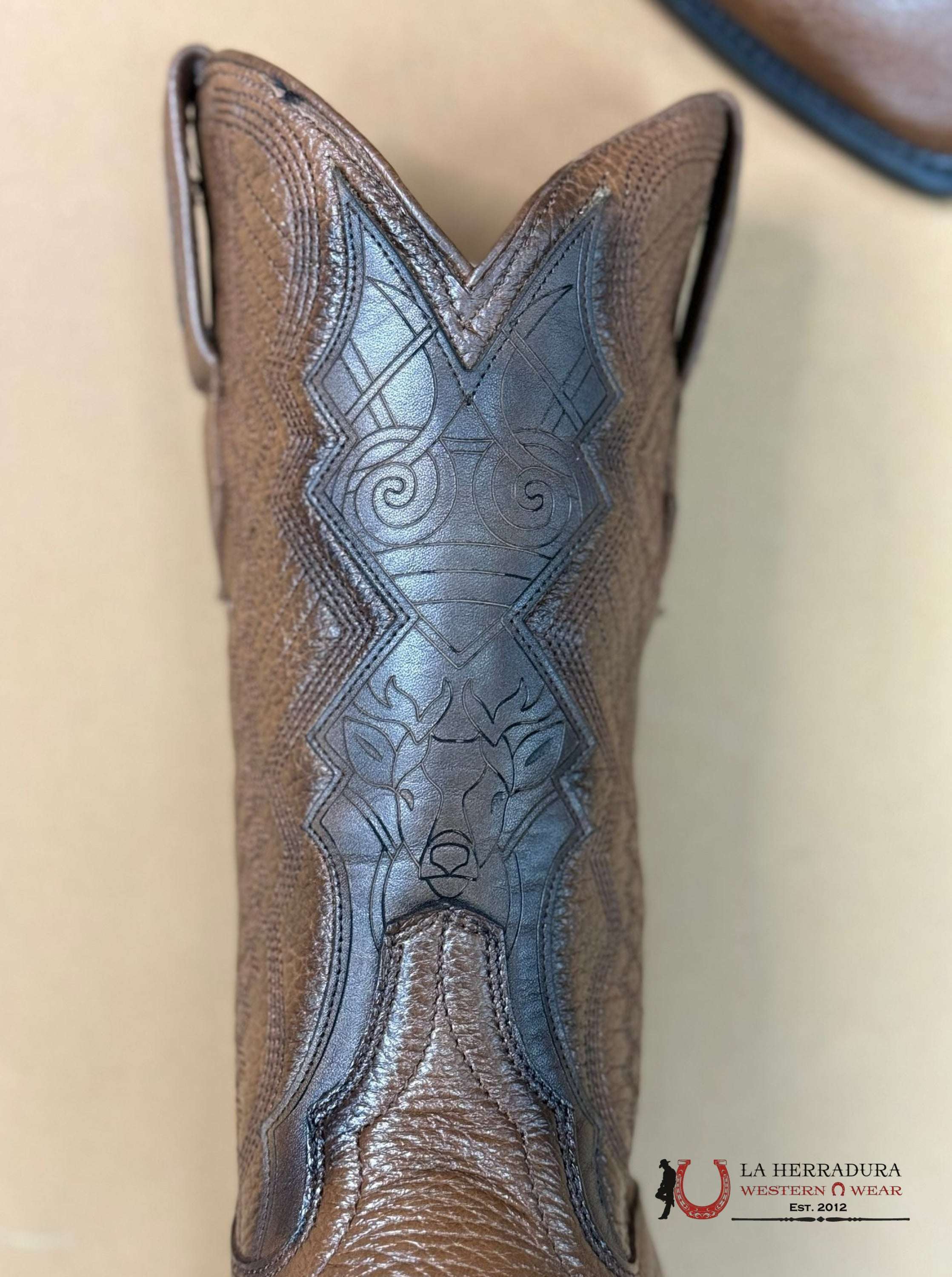 Mahuestic Deer Venado Copper Semi Square Toe Botas Hombres