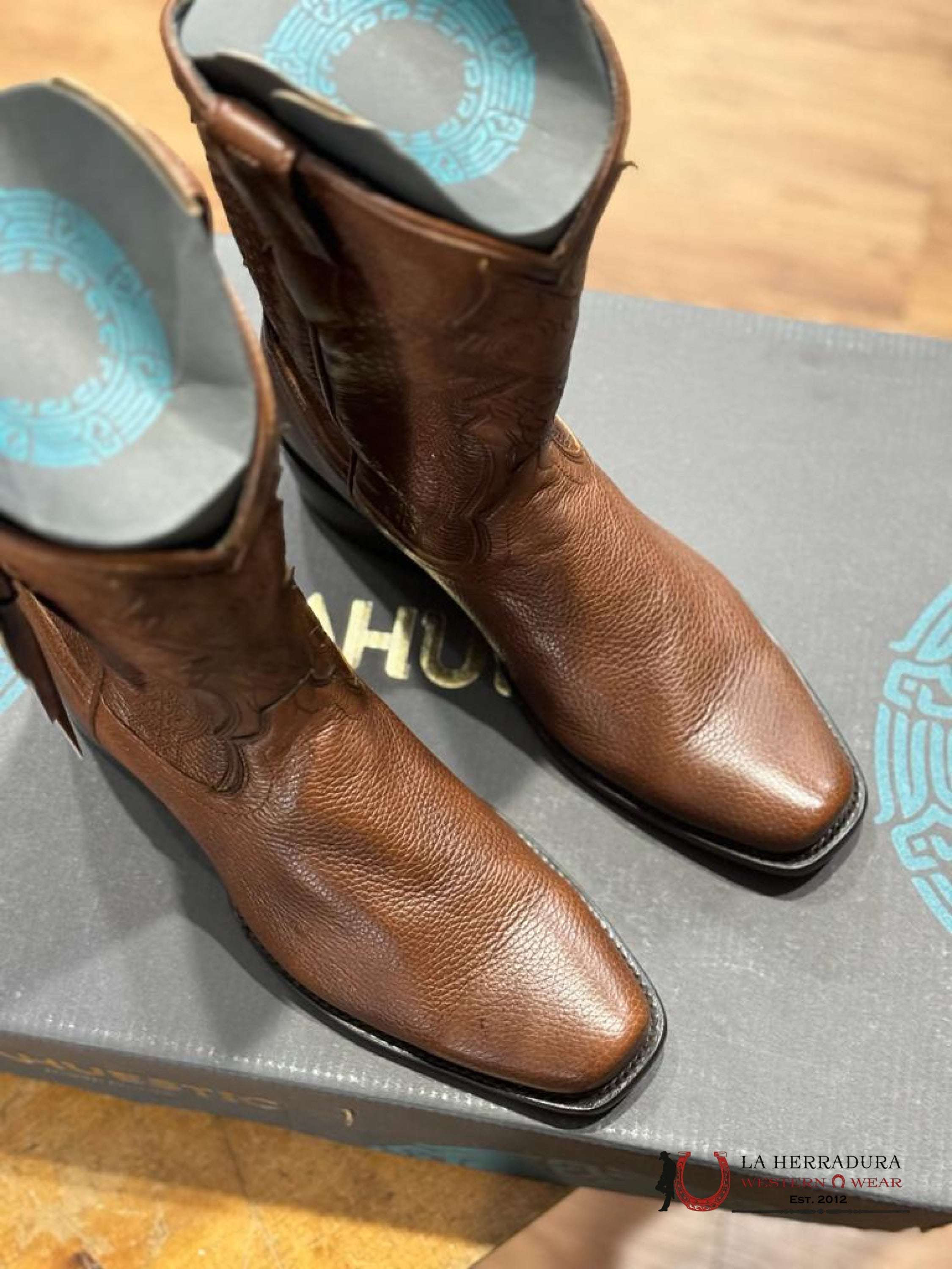 Mahuestic Deer Venado Copper Semi Square Toe Botas Hombres