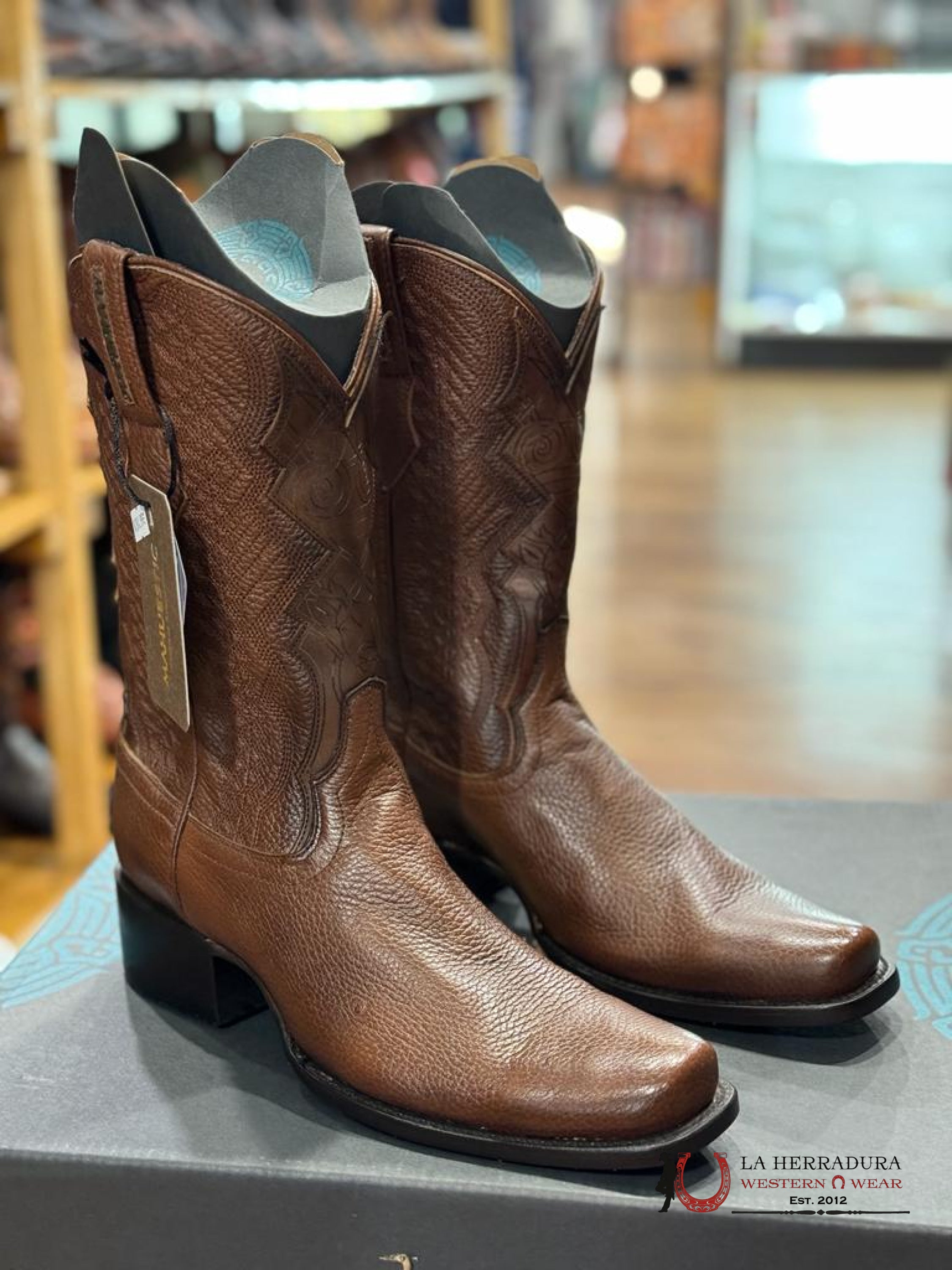 Mahuestic Deer Venado Copper Semi Square Toe Botas Hombres