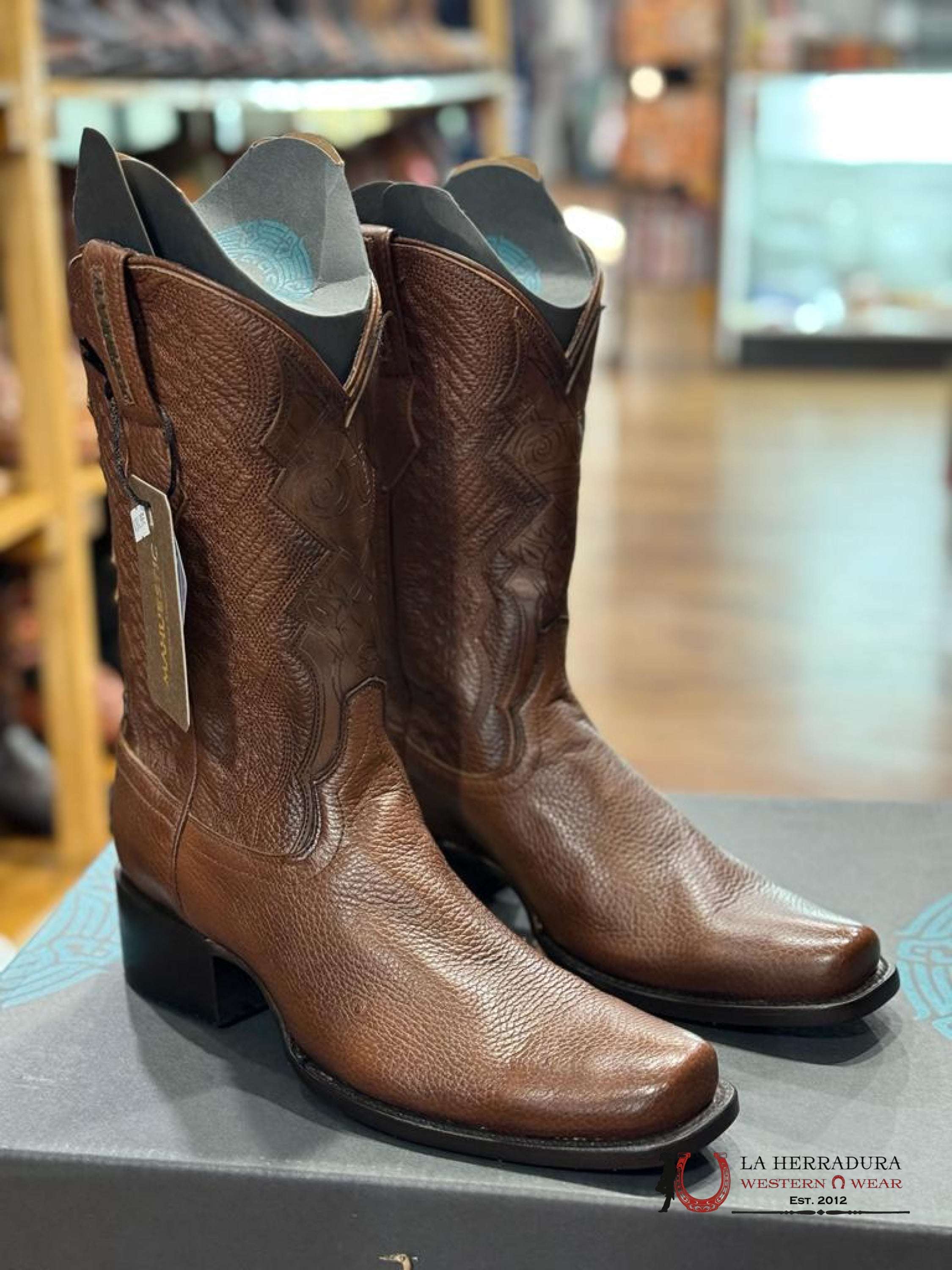 Mahuestic Deer Venado Copper Semi Square Toe Botas Hombres