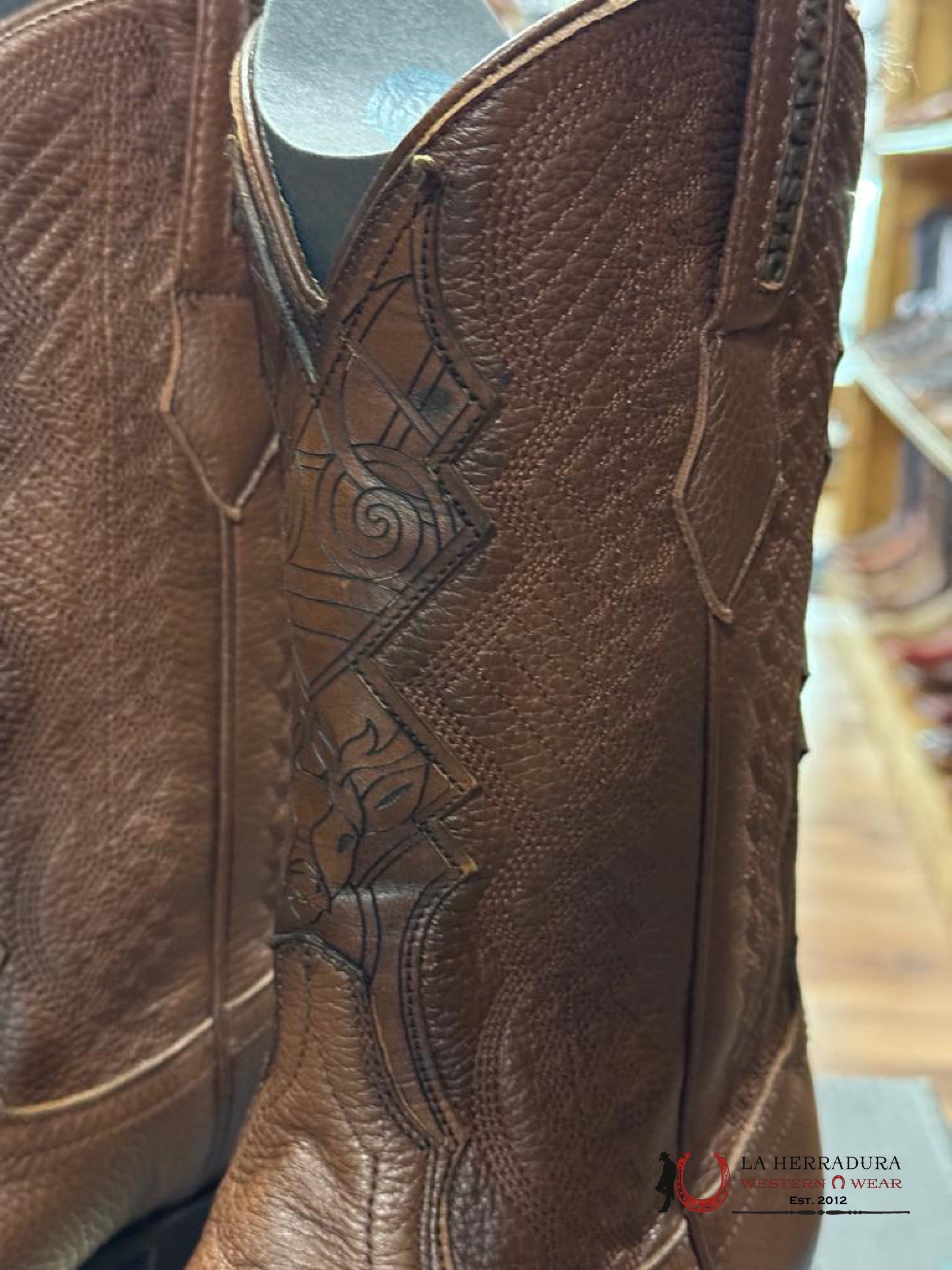 Mahuestic Deer Venado Copper Semi Square Toe Botas Hombres