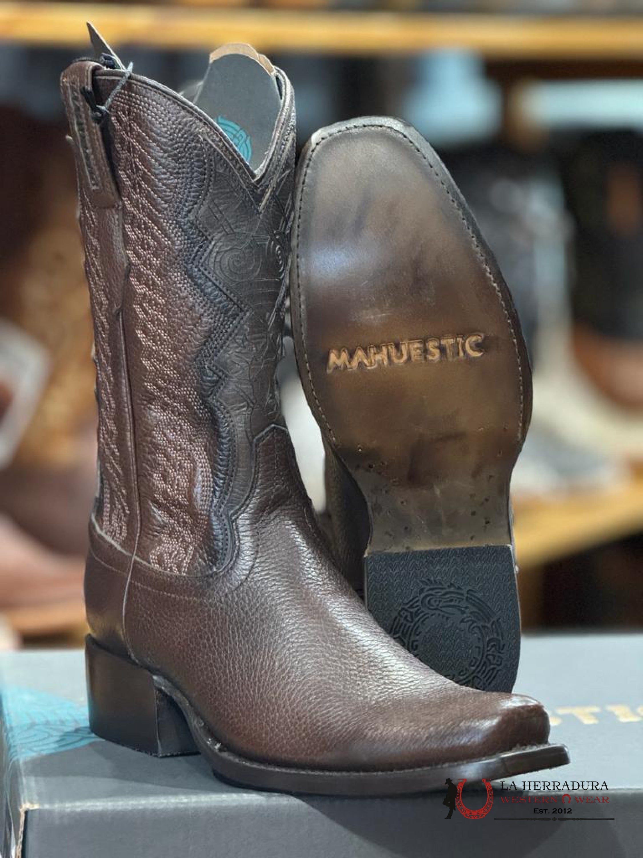 Mahuestic Deer Venado Moro Semi Square Toe Botas Hombres