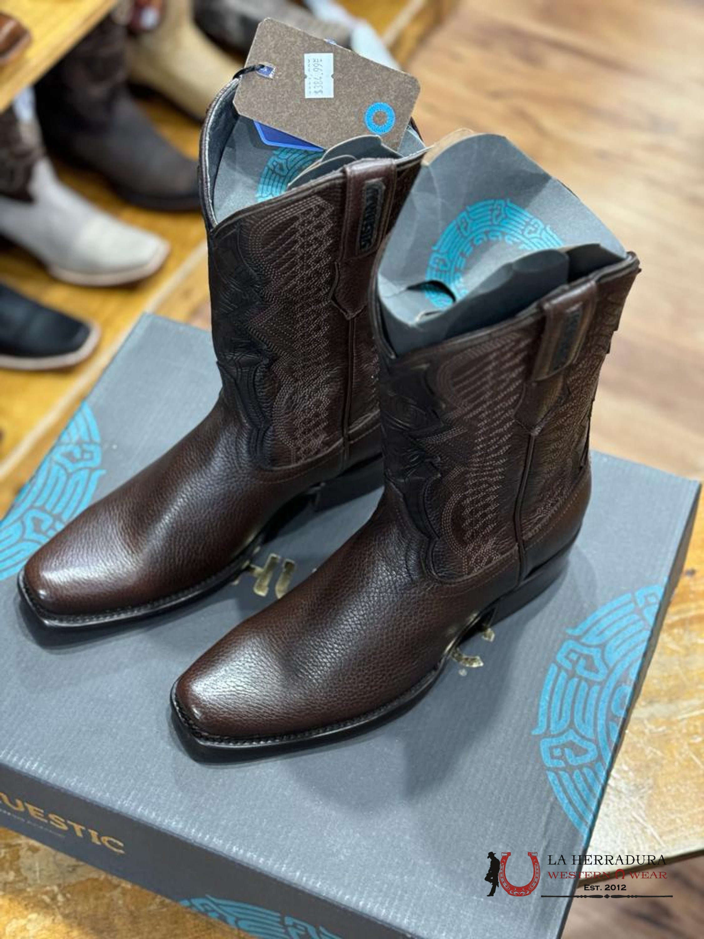 Mahuestic Deer Venado Moro Semi Square Toe Botas Hombres