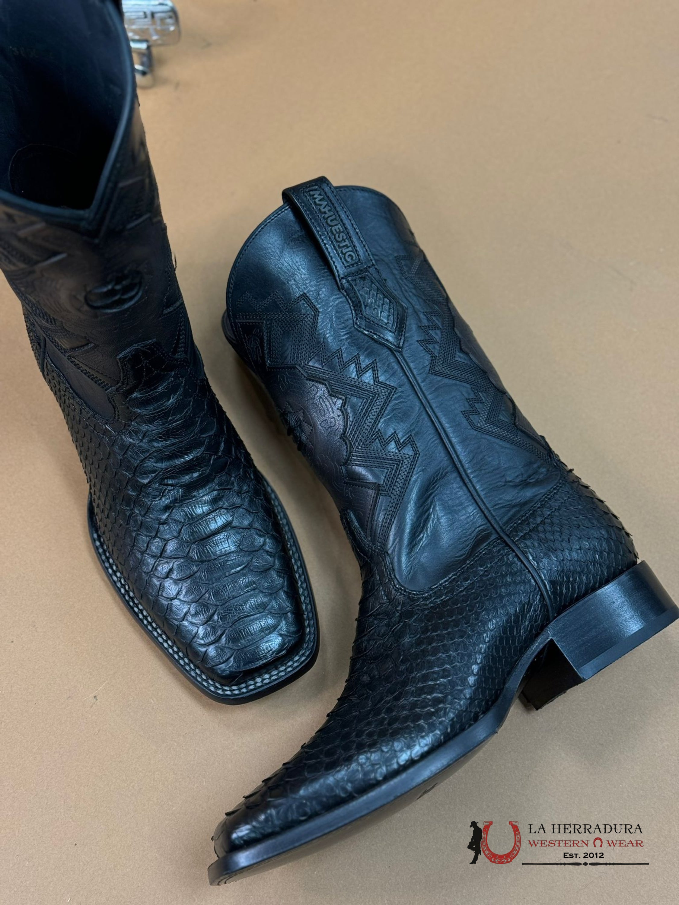 Mahuestic Python Black Square Toe Wa0601 Botas Hombres