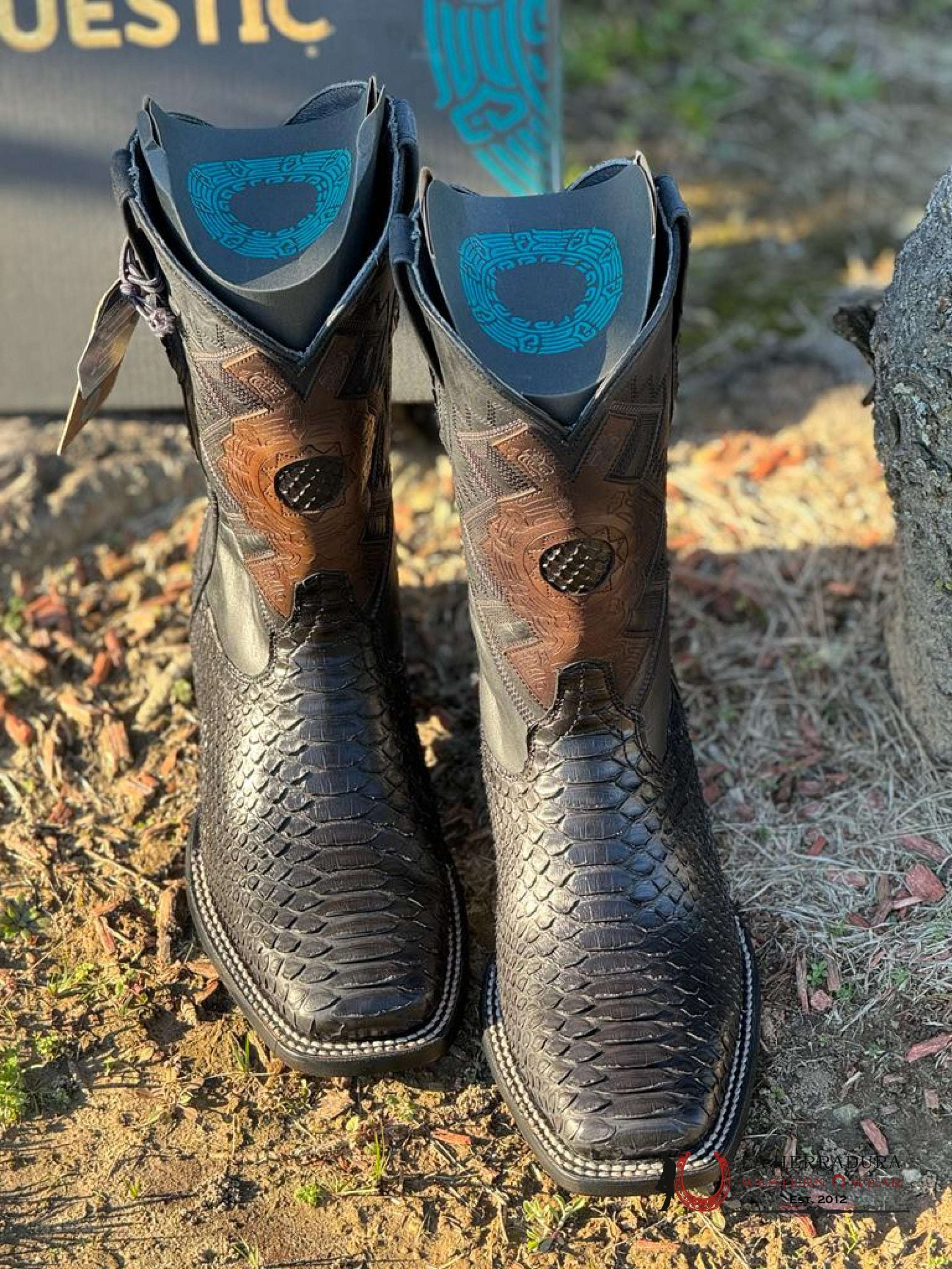 Mahuestic Python Black Square Toe Wa0601 Botas Hombres