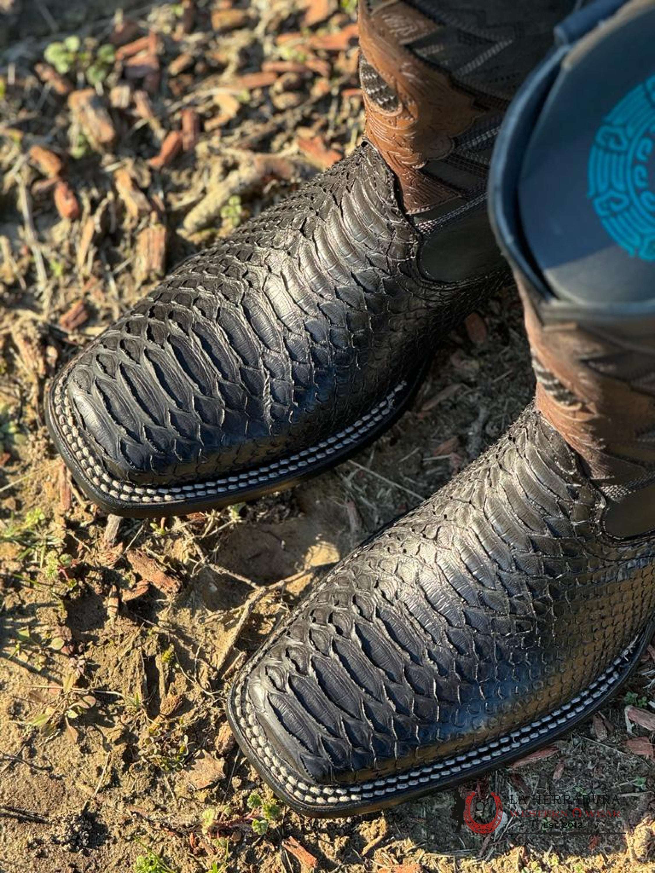 Mahuestic Python Black Square Toe Wa0601 Botas Hombres