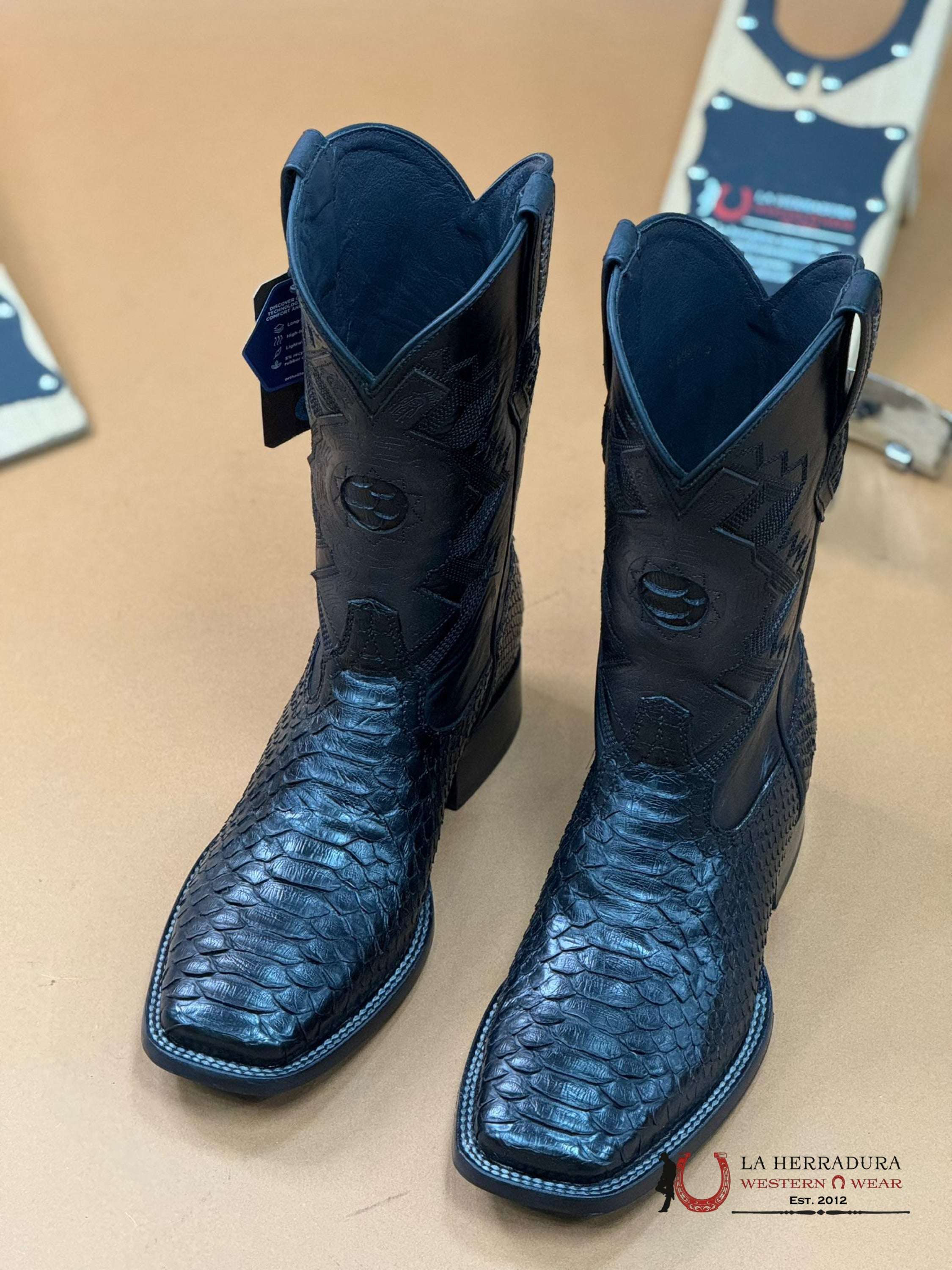 Mahuestic Python Black Square Toe Wa0601 Botas Hombres