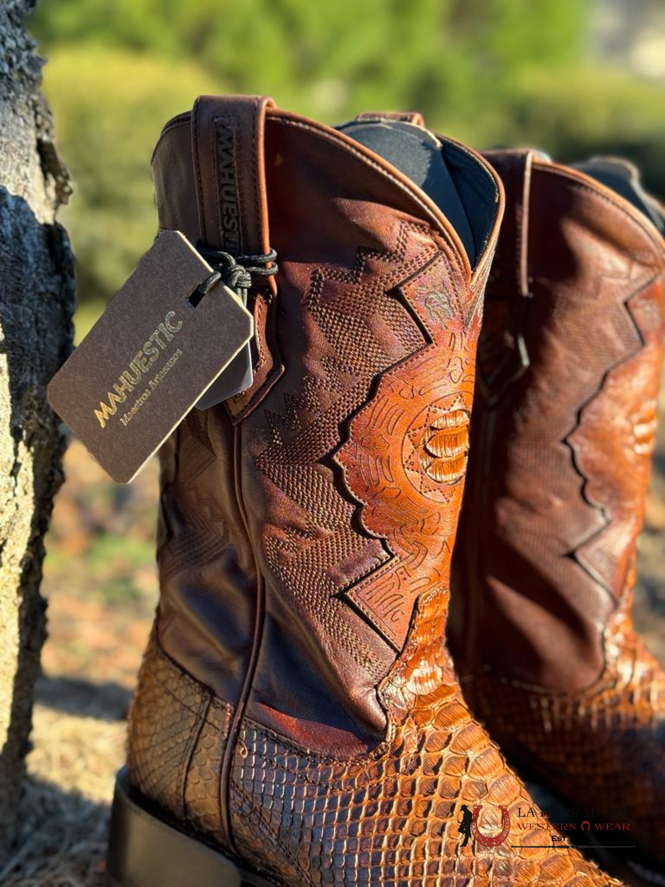 Mahuestic Python Coñac Square Toe Wa0612 Botas Hombres