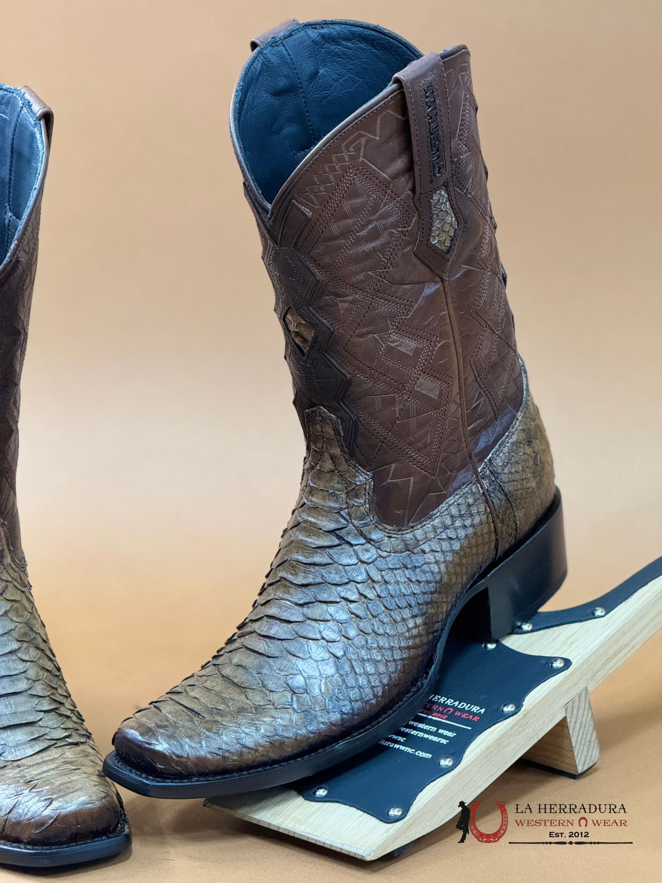 Mahuestic Python Ocre Semi Square Toe Nae0633 Botas Hombres