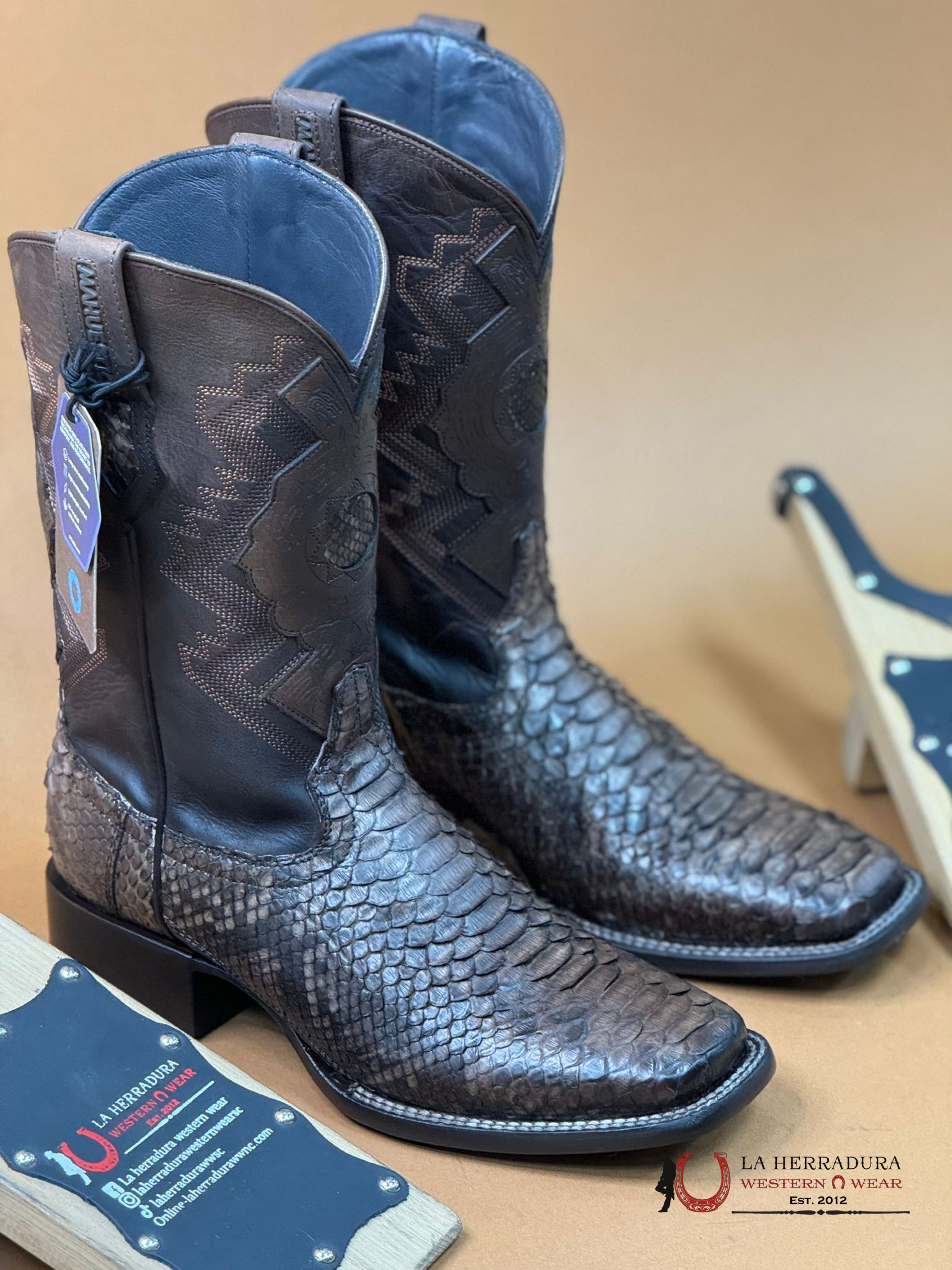 Mahuestic Python Ocre Square Toe Wa0633 Botas Hombres