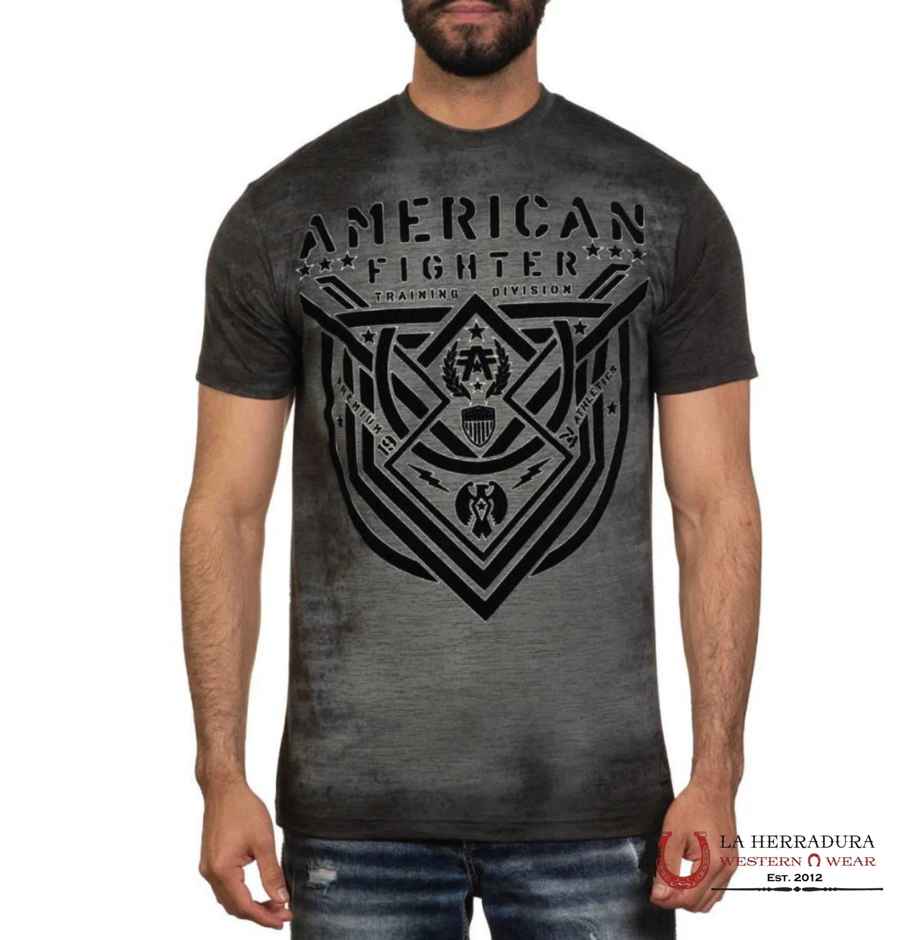 MENS AMERICAN FIGHTER T-SHIRT LOST SPRINGS & BLACK FM15235 ROPA HOMBRES