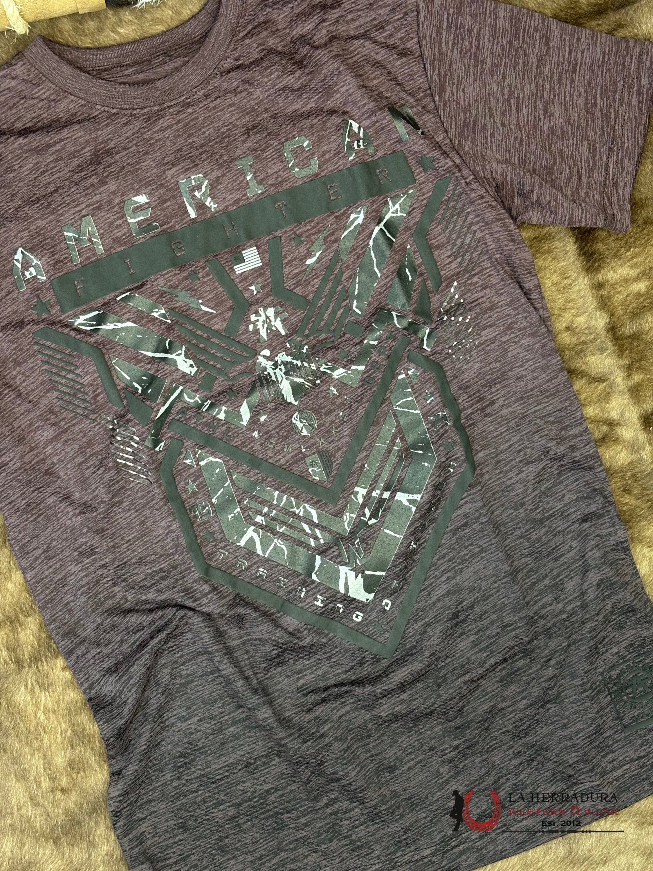 AMERICAN FIGHTER T-SHIRT SAWGRASS PURPLE SHORT SLEEVE MEN ROPA HOMBRES