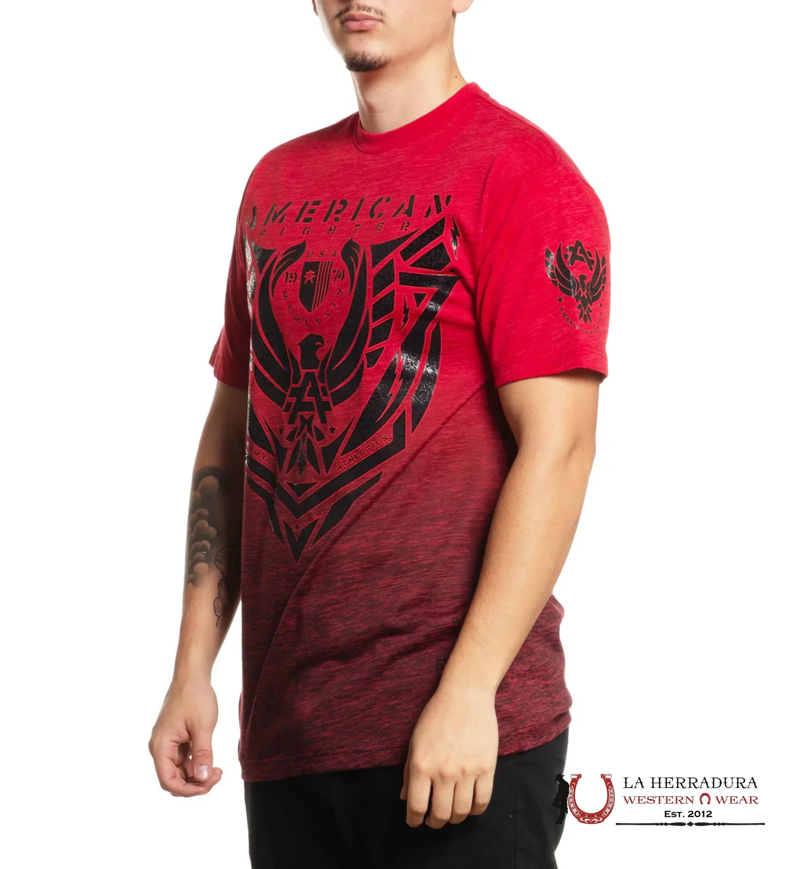 AMERICAN FIGHTER T-SHIRT CROFTON RED SHORT SLEEVE MEN ROPA HOMBRES