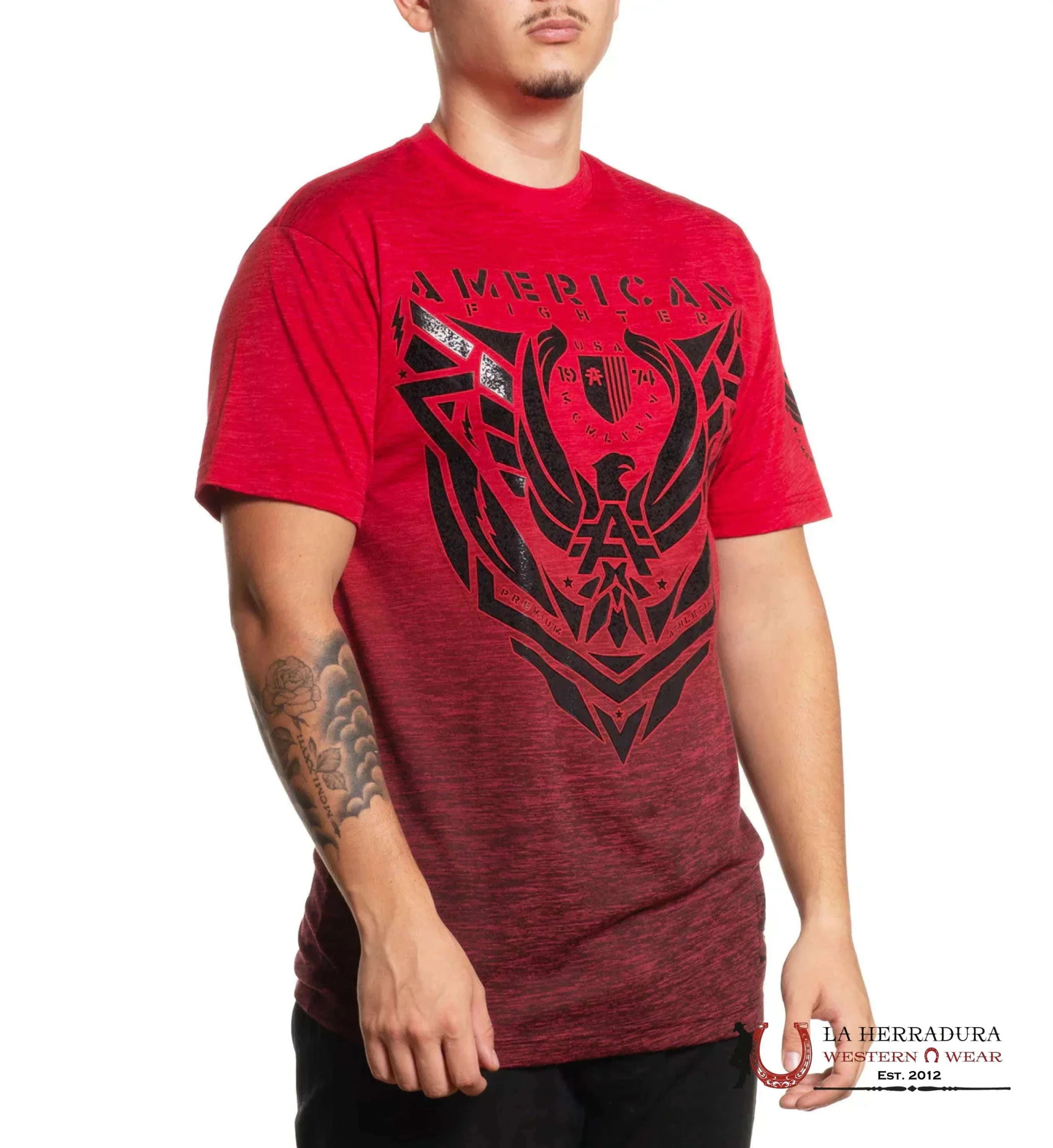 AMERICAN FIGHTER T-SHIRT CROFTON RED SHORT SLEEVE MEN ROPA HOMBRES