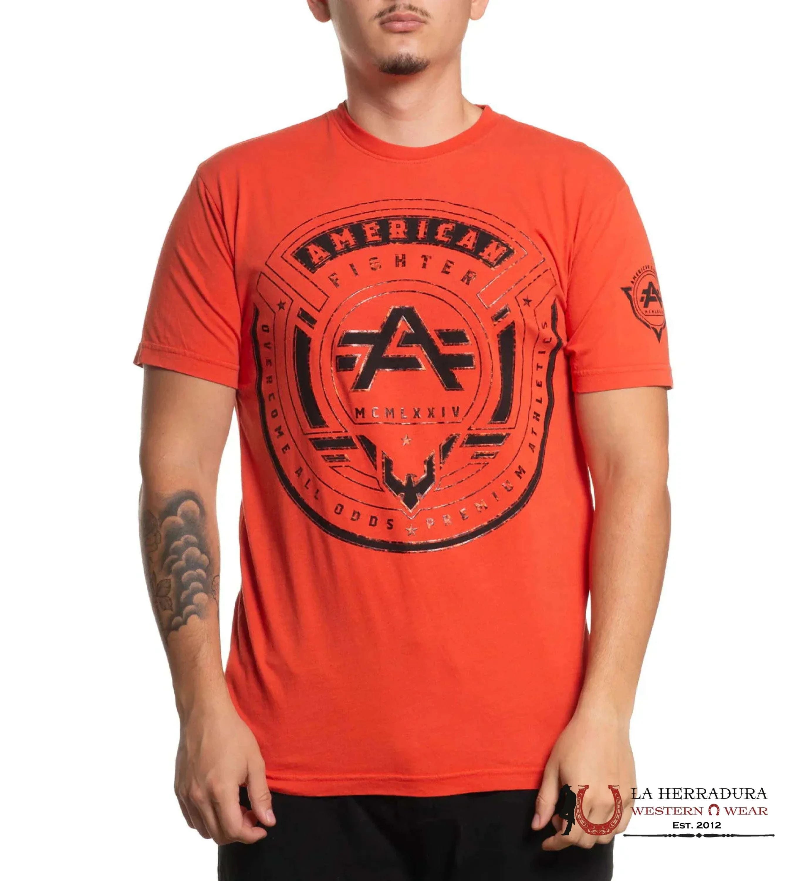 AMERICAN FIGHTER T-SHIRT FAIRVALLEY ORANGE SHORT SLEEVE MEN ROPA HOMBRES