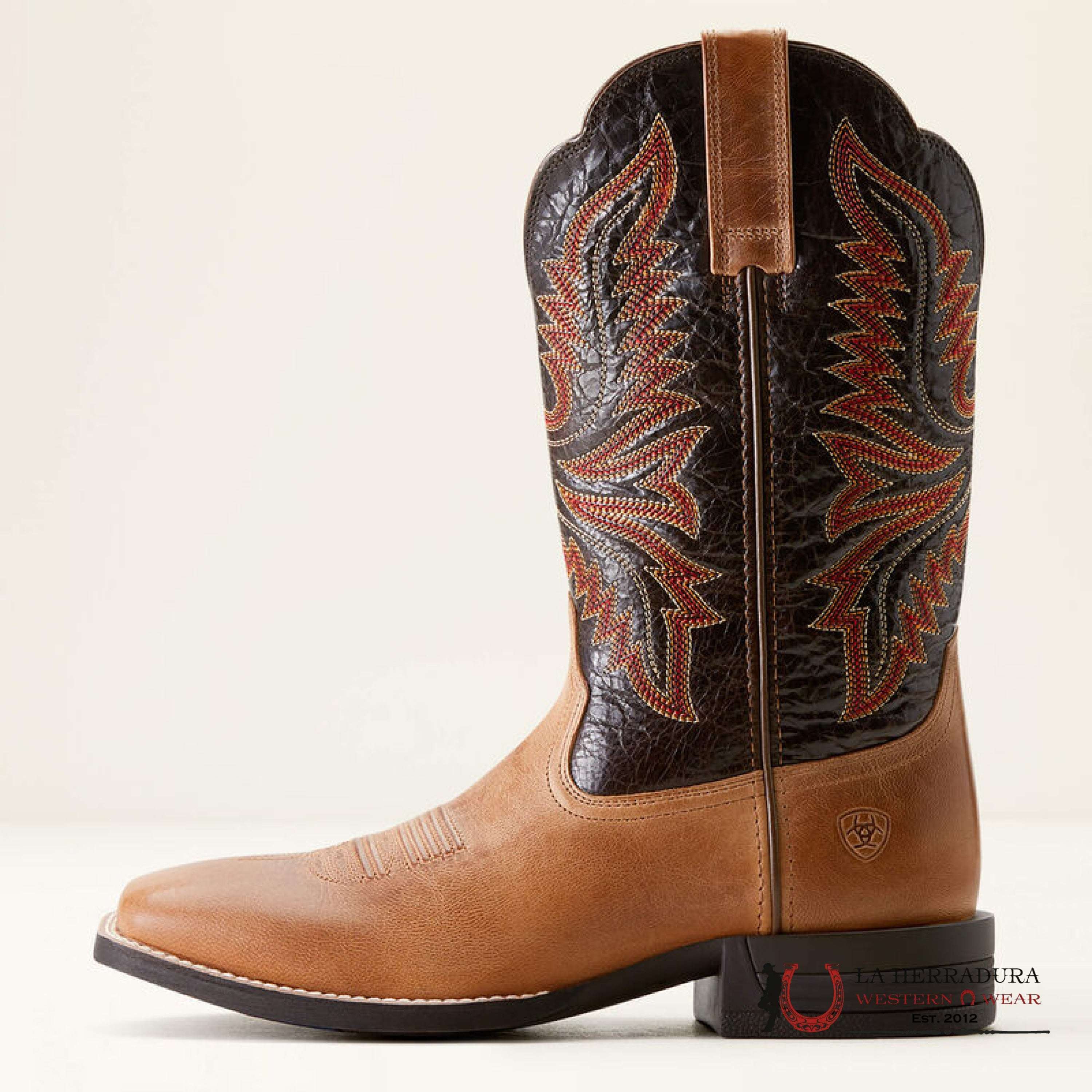 Mens Ariat Brush Creek Cowboy Boot Mesa Tan Under Brown 3579 Botas Hombres