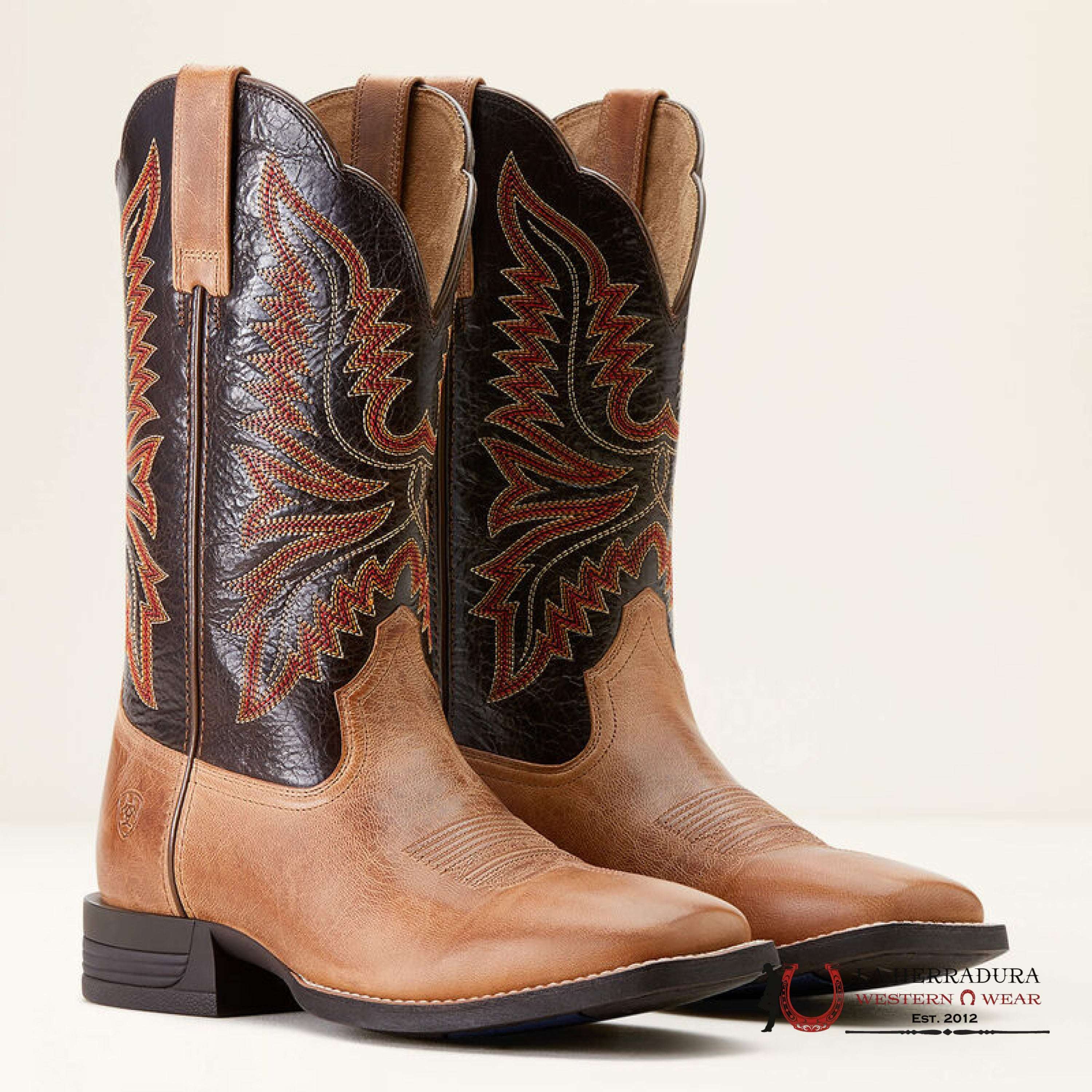 Mens Ariat Brush Creek Cowboy Boot Mesa Tan Under Brown 3579 Botas Hombres