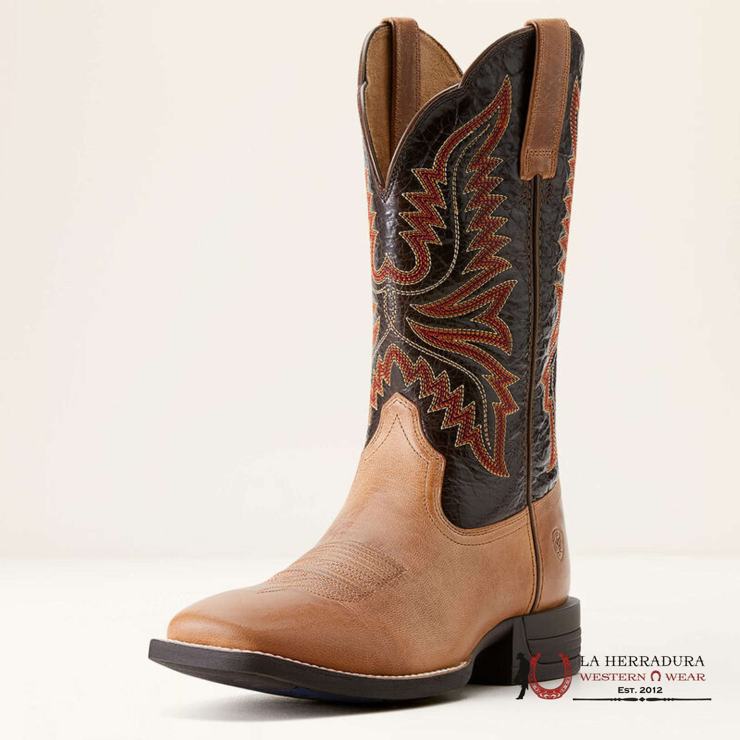 Mens Ariat Brush Creek Cowboy Boot Mesa Tan Under Brown 3579 Botas Hombres