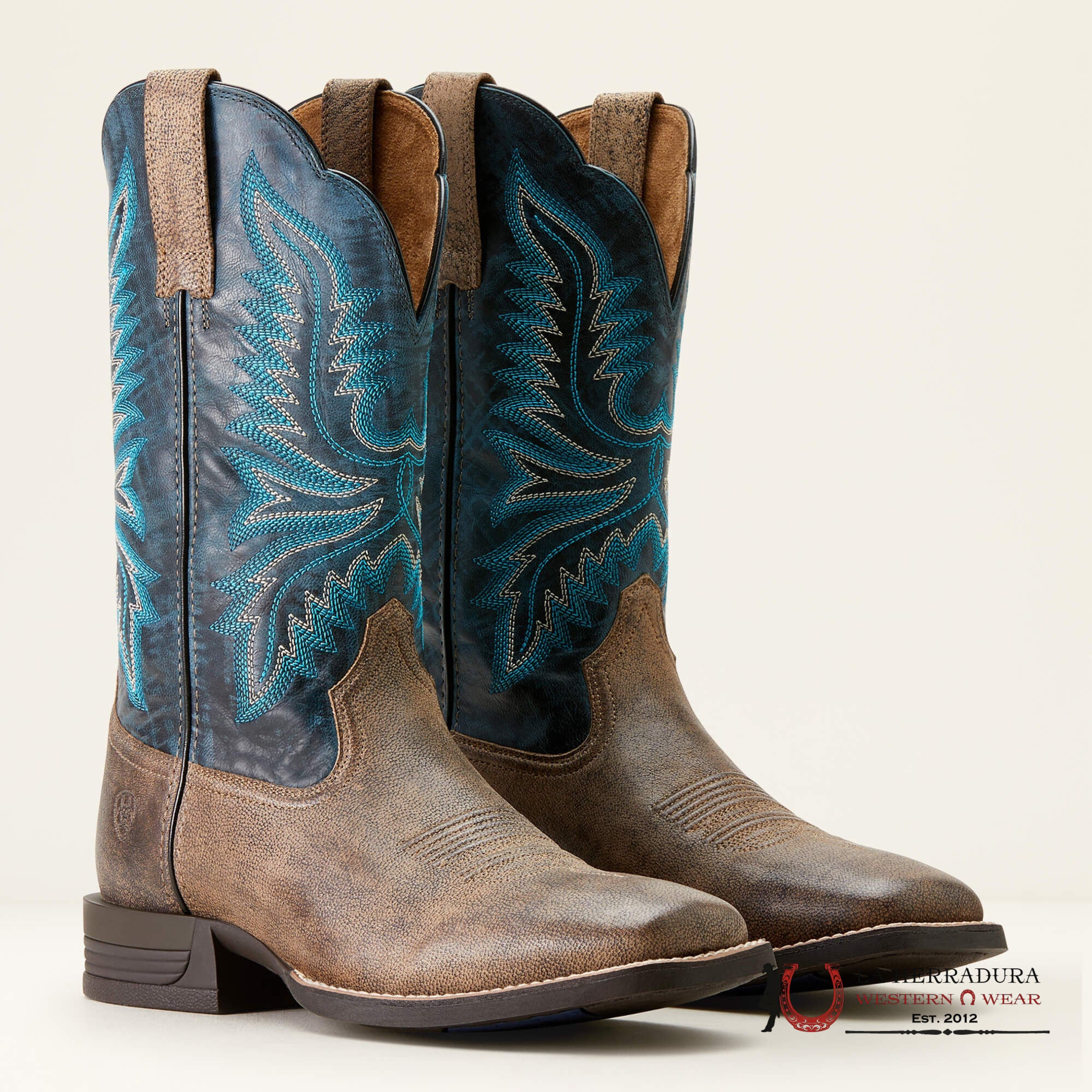 Mens Ariat Brush Creek Stone/Royal Navy Botas Hombres