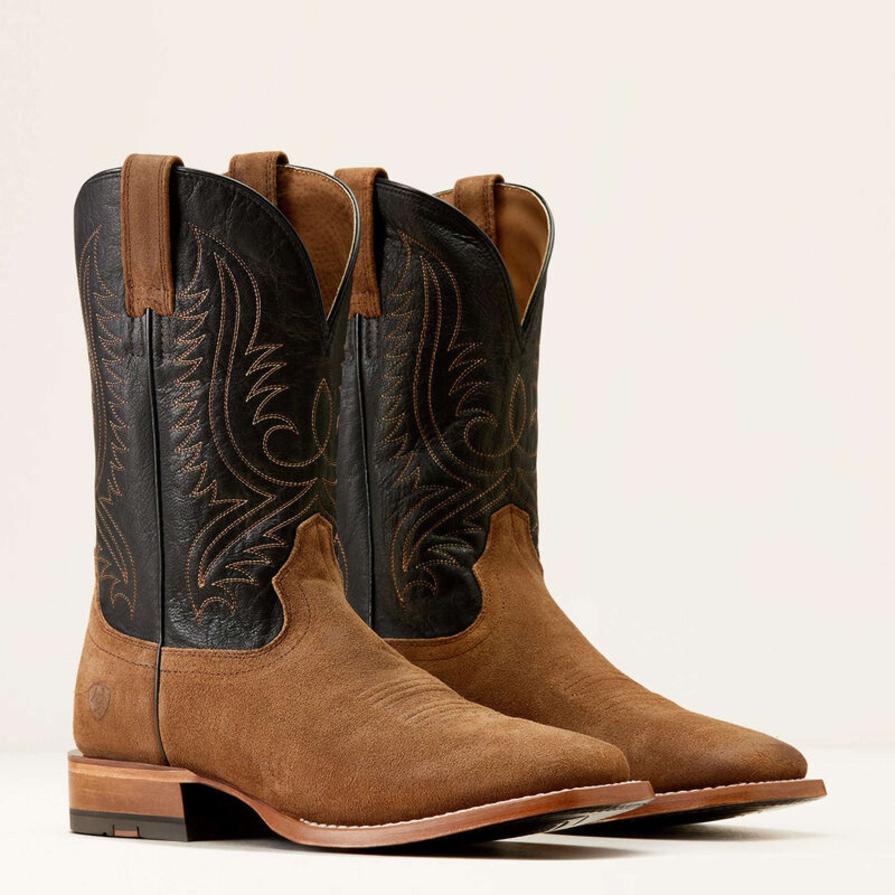 Mens Ariat Circuit Paxton Ranch Brown Suede Bayou Black 0897 Botas Hombres