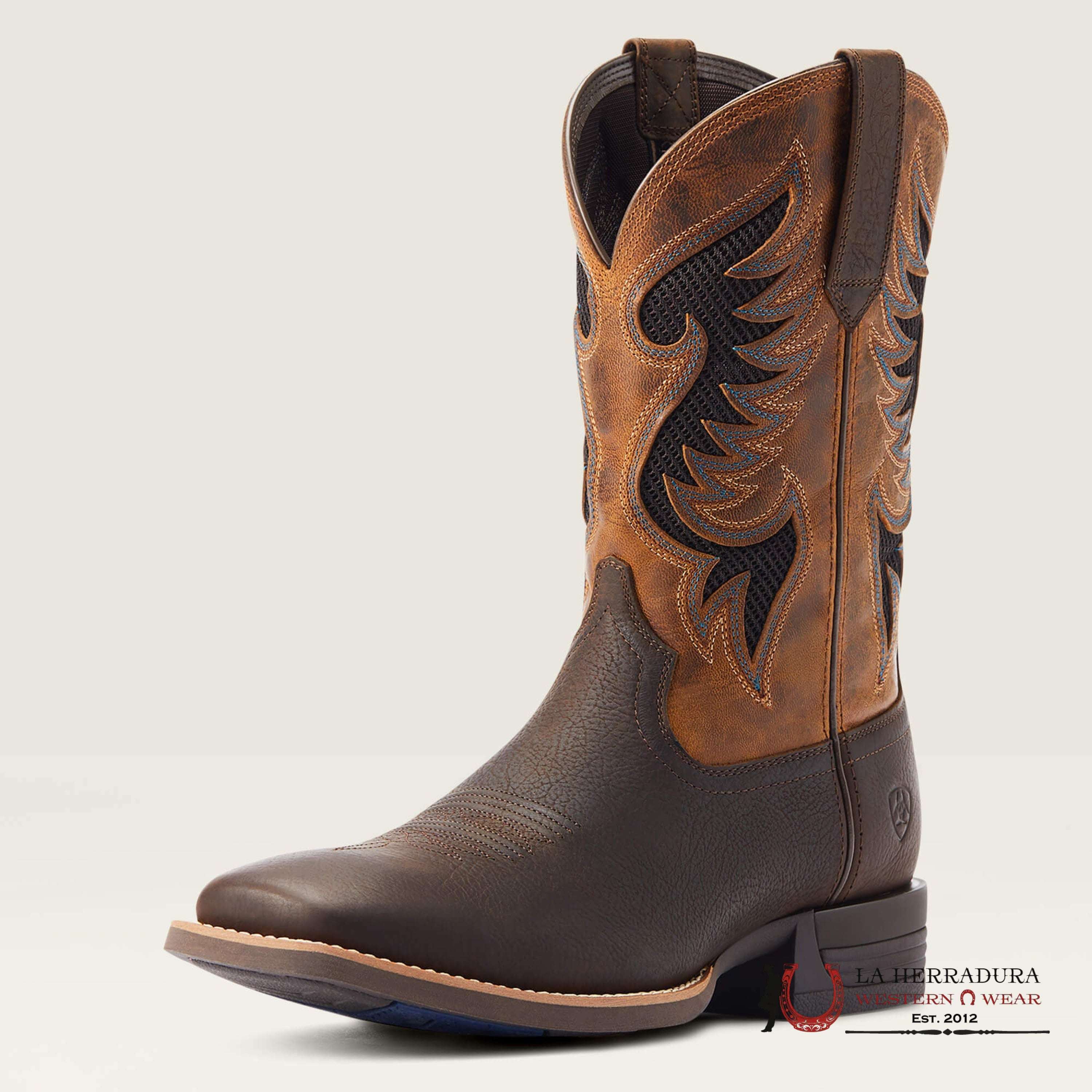 Mens Ariat Cowpuncher Ventek Dark Brown/Golden Mustard Botas Hombres