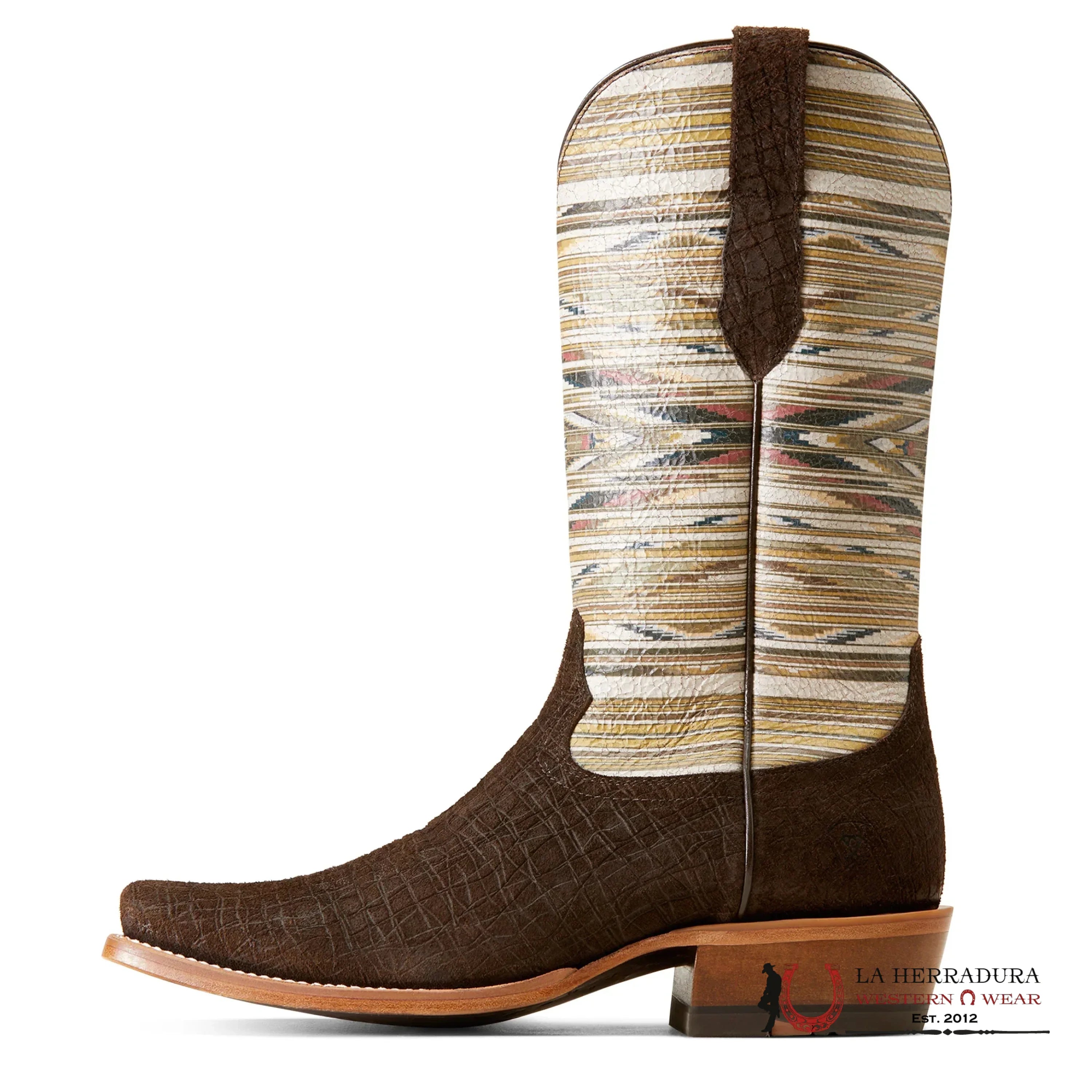 MENS ARIAT FUTURITY CHIMAYO CHOCOLATE HIPPO PRINT SANTA FE MUSTARD BOTAS HOMBRES