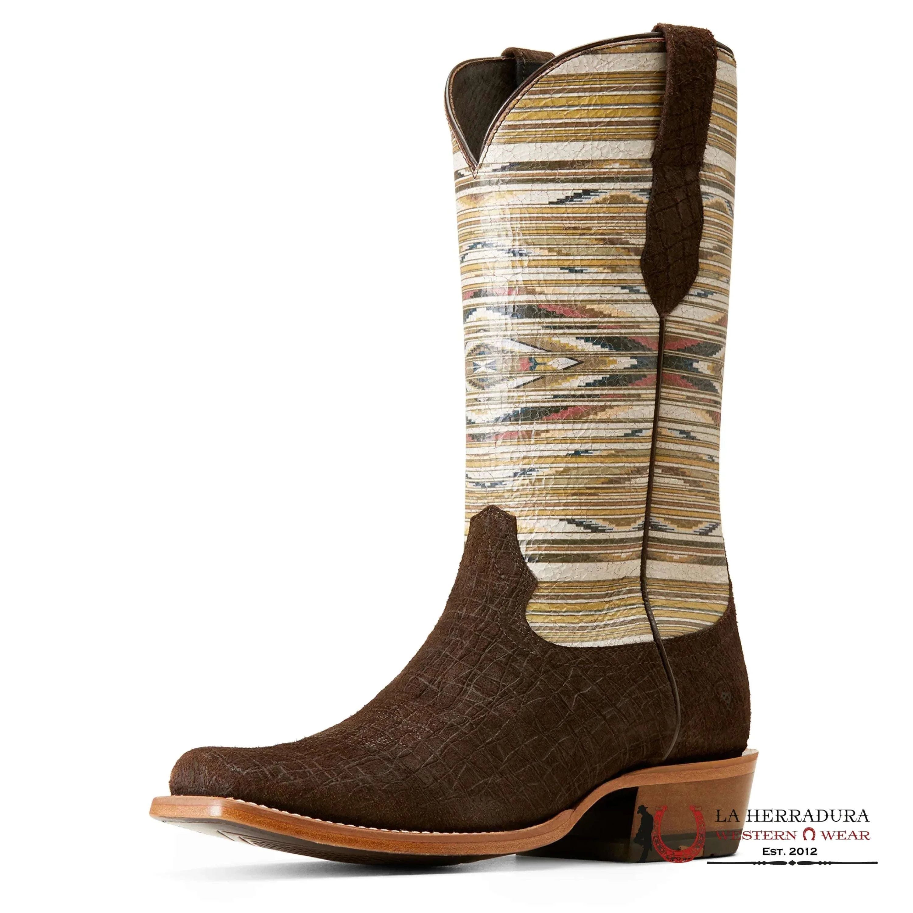 MENS ARIAT FUTURITY CHIMAYO CHOCOLATE HIPPO PRINT SANTA FE MUSTARD BOTAS HOMBRES