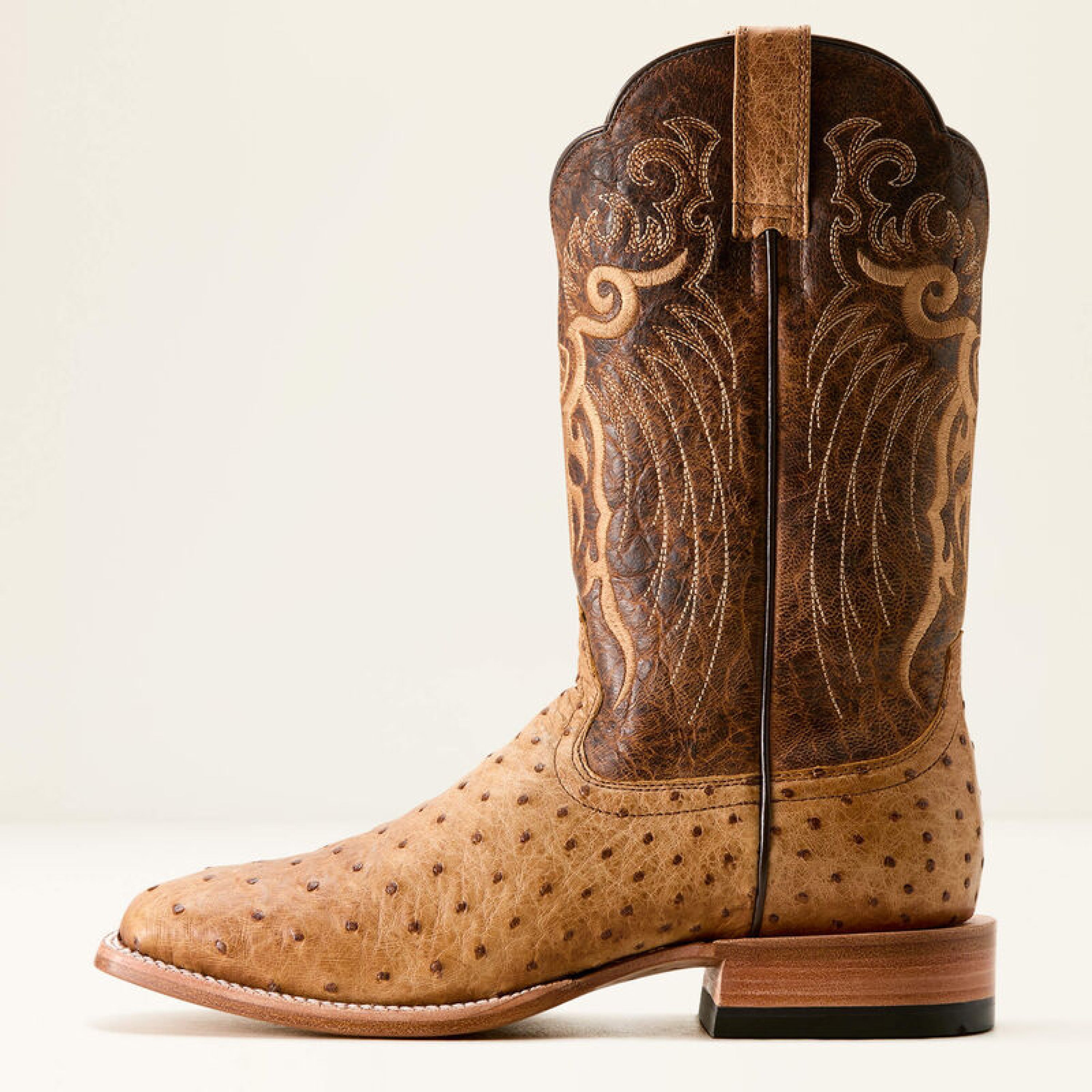 Mens Ariat Rio Honey Tan Full Exotic Ostrich Chestnut 3580 Botas Hombres