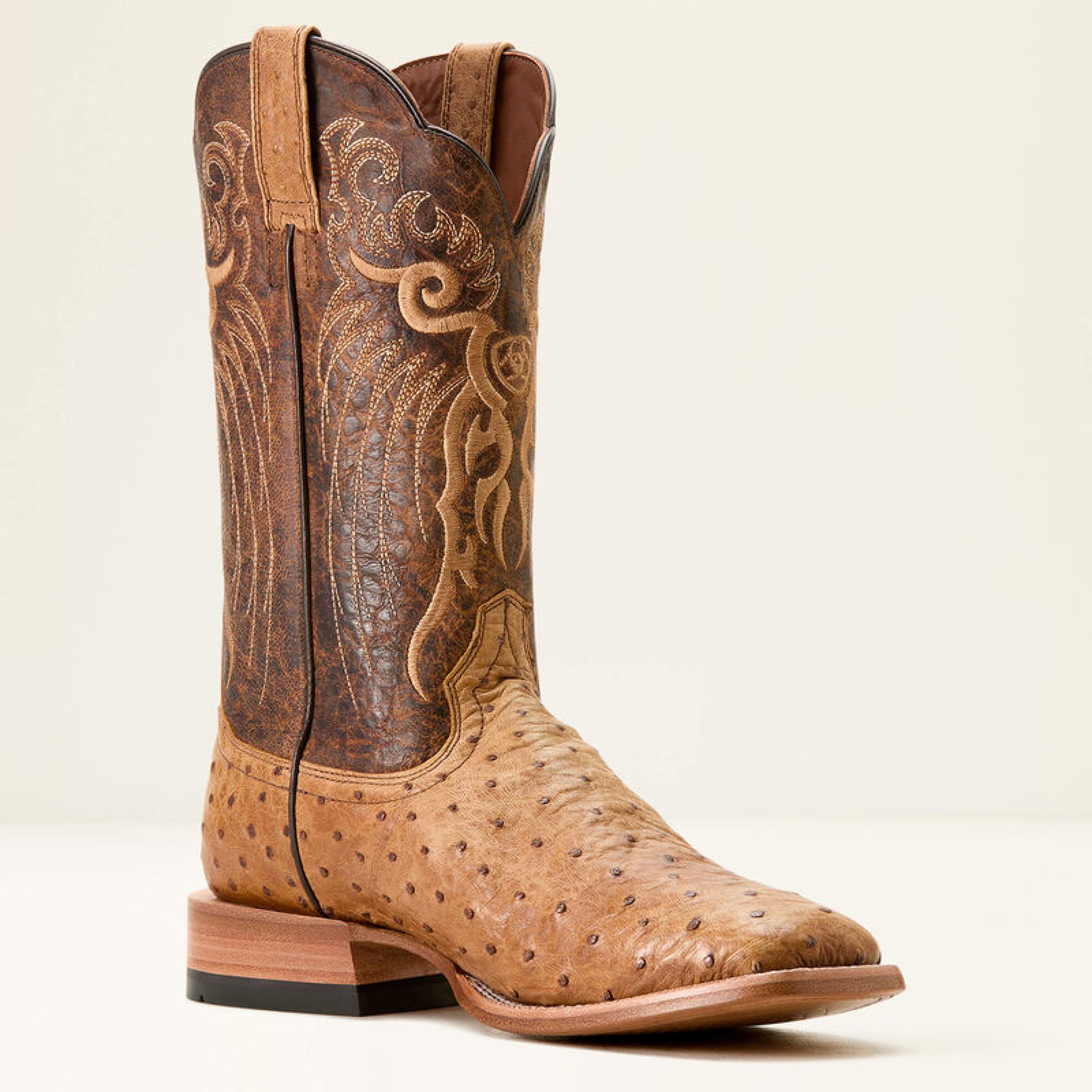 Mens Ariat Rio Honey Tan Full Exotic Ostrich Chestnut 3580 Botas Hombres