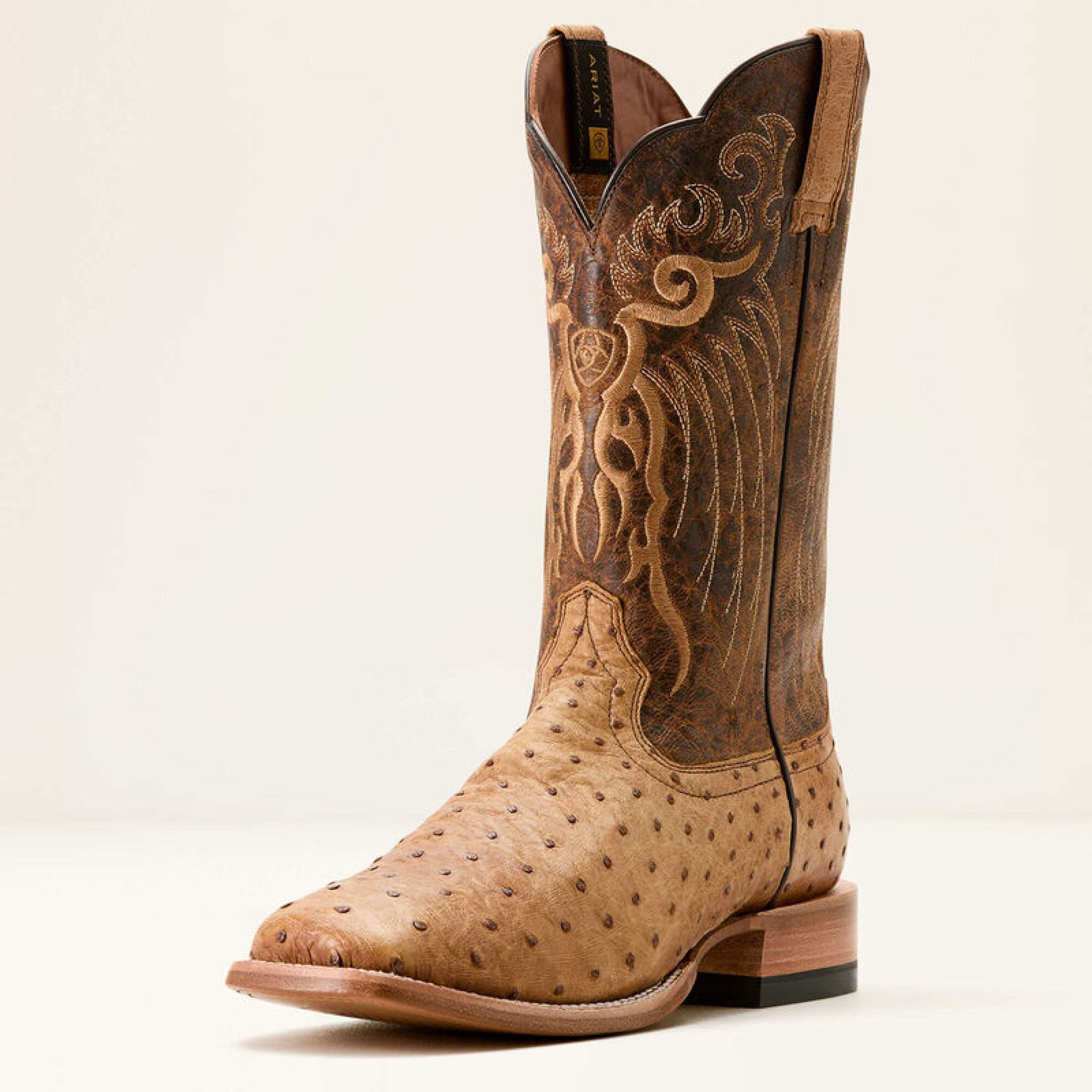 Mens Ariat Rio Honey Tan Full Exotic Ostrich Chestnut 3580 Botas Hombres