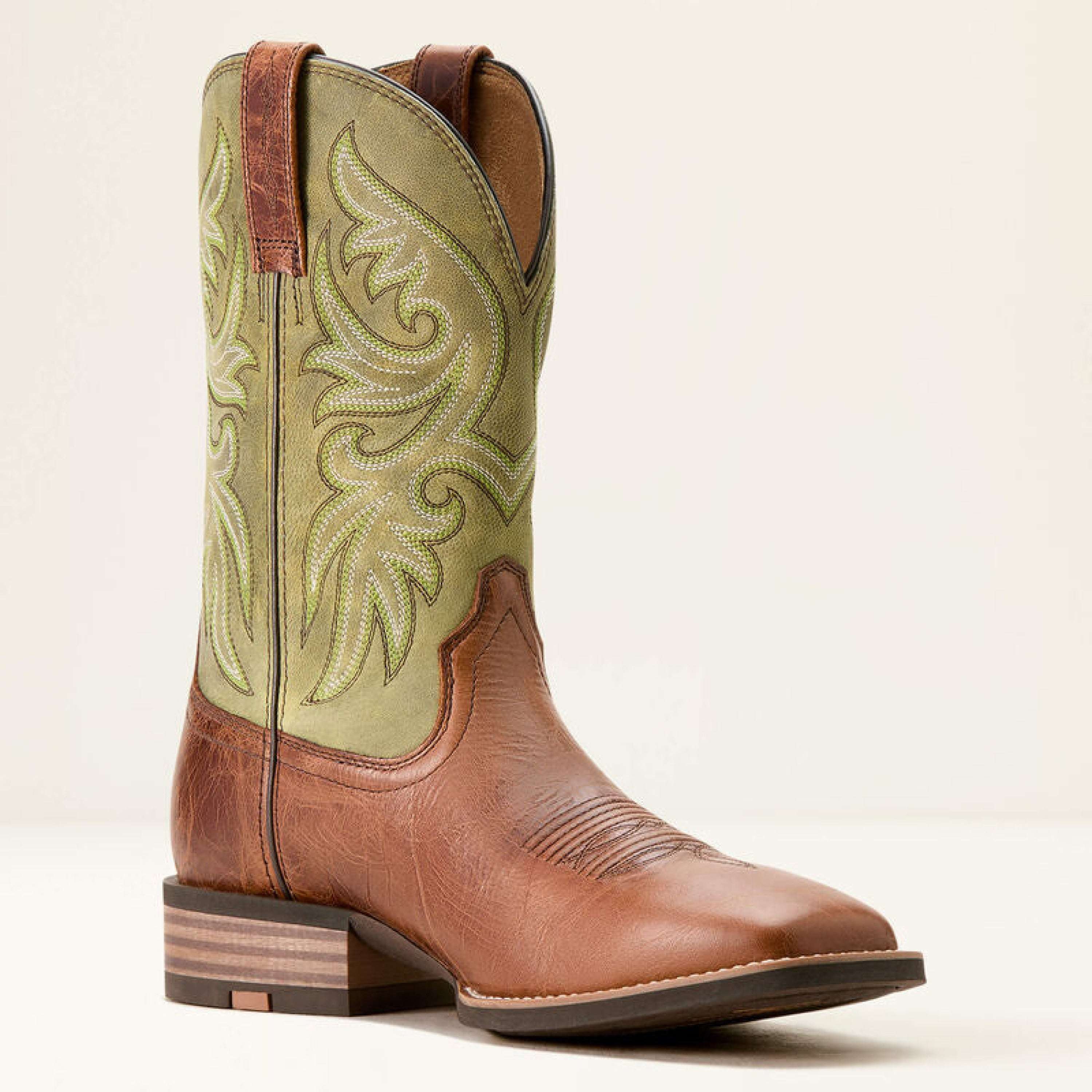 Mens Ariat Slingshot Dark Tan Easy Green Cowboy Boot 3630 Botas Hombres