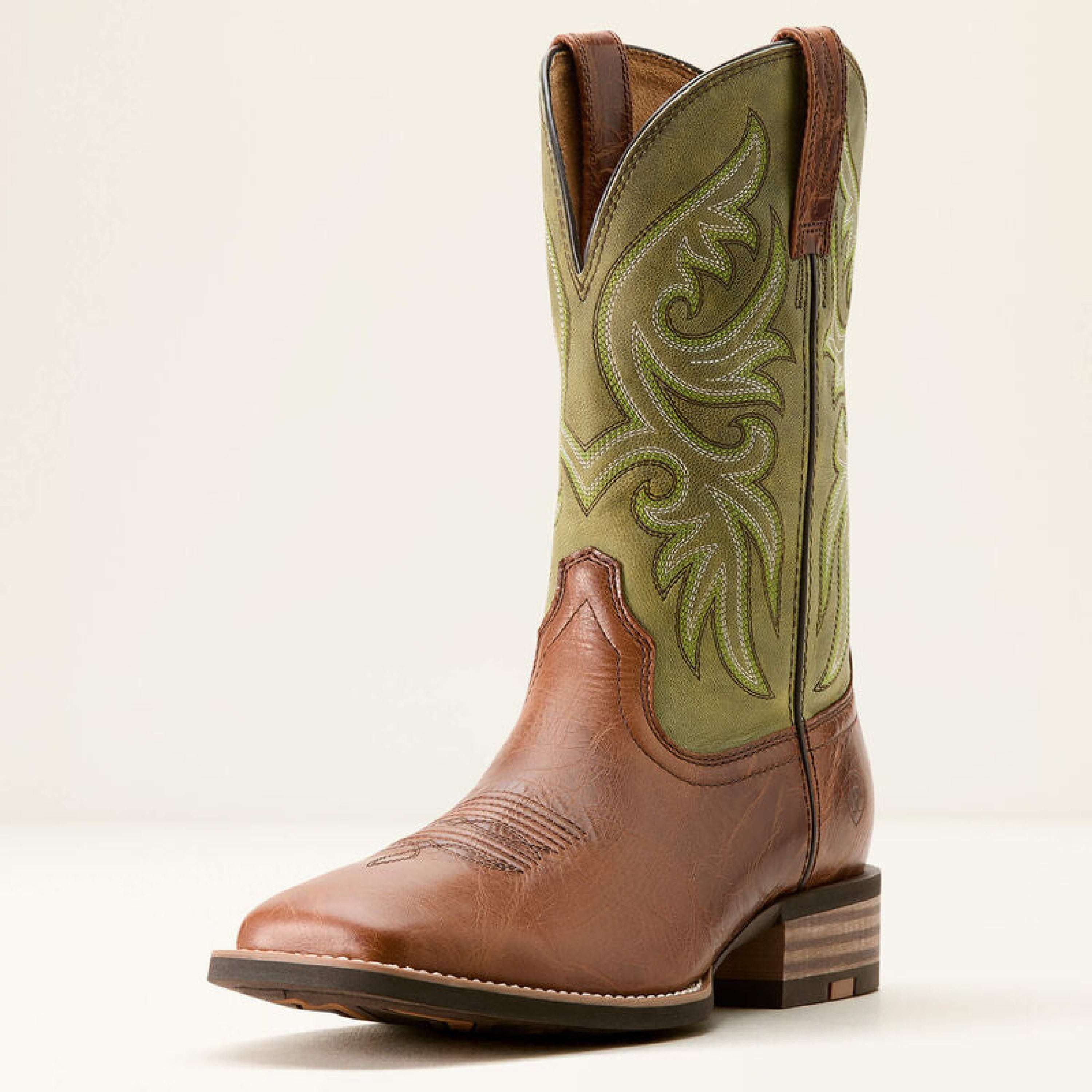 Mens Ariat Slingshot Dark Tan Easy Green Cowboy Boot 3630 Botas Hombres
