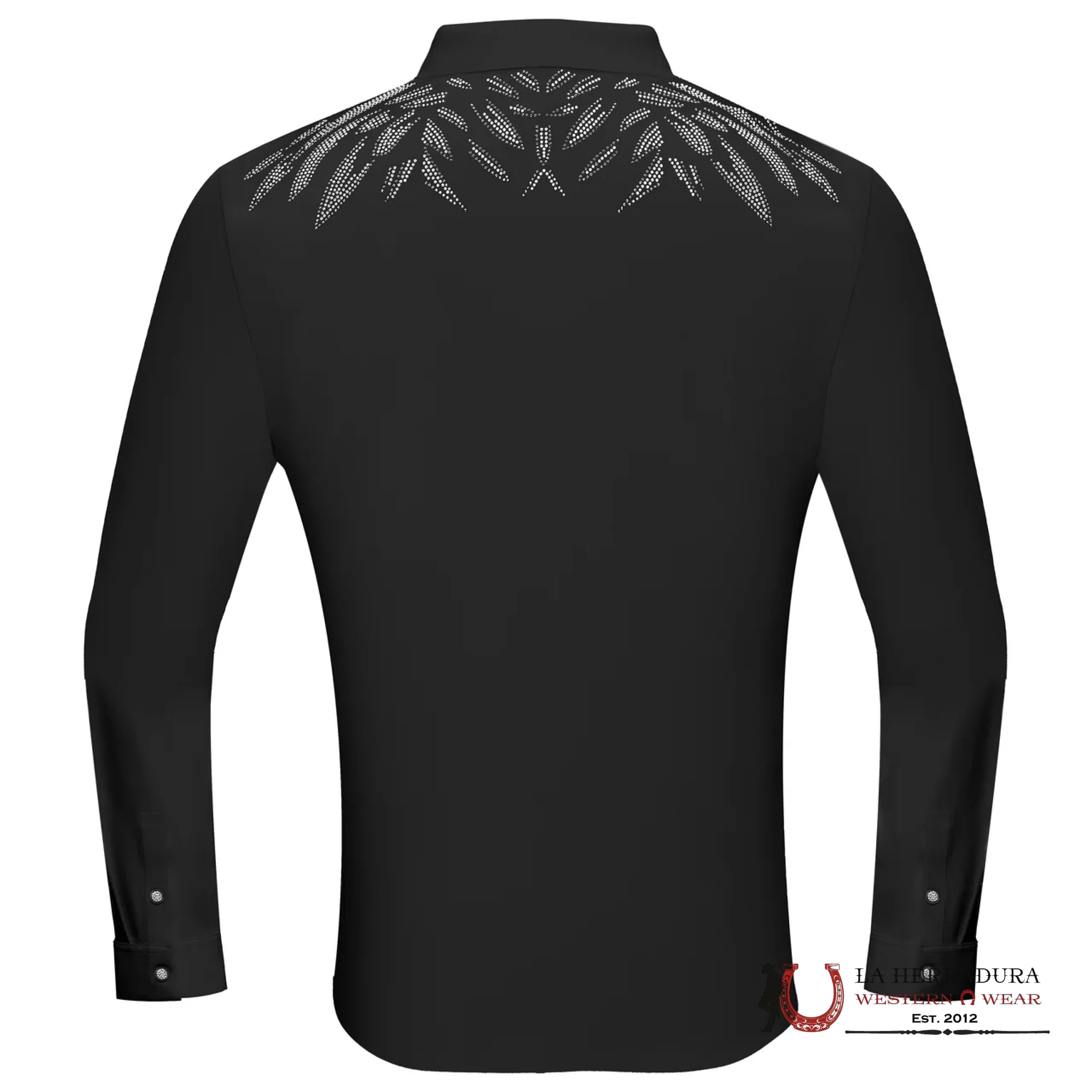 MENS BAROCCO HEAVENLY WINGS BUTTON UP LONGSLEEVE BLACK/SILVER SHIRT ROPA HOMBRES