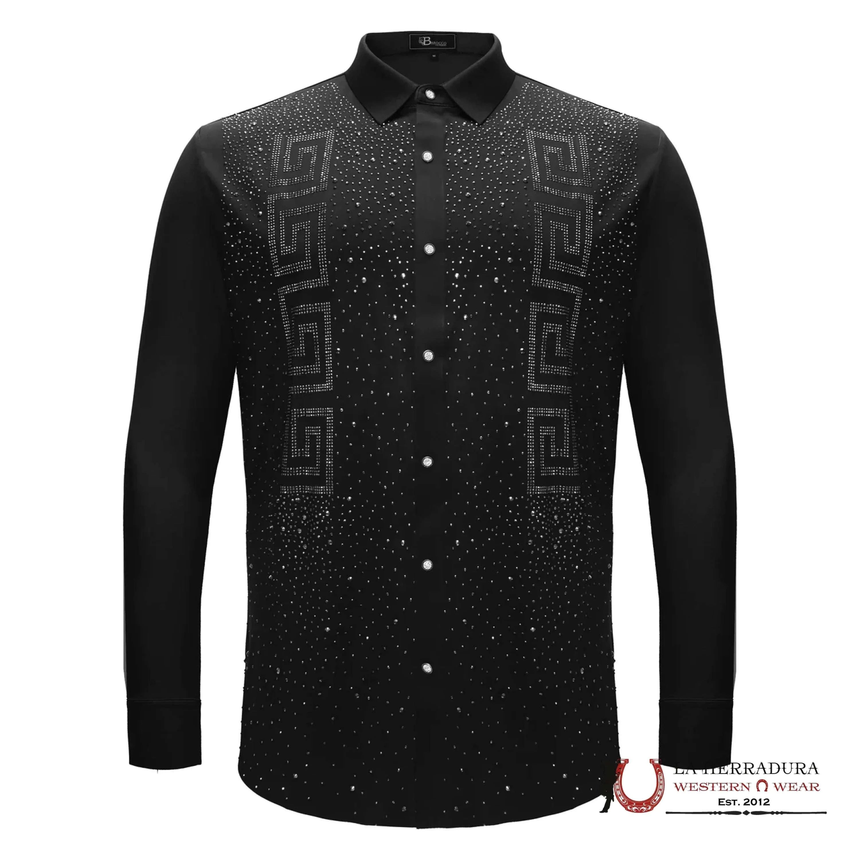 MENS BAROCCO PRIME VALOR BUTTON UP LONGSLEEVE BLACK/SILVER SHIRT ROPA HOMBRES