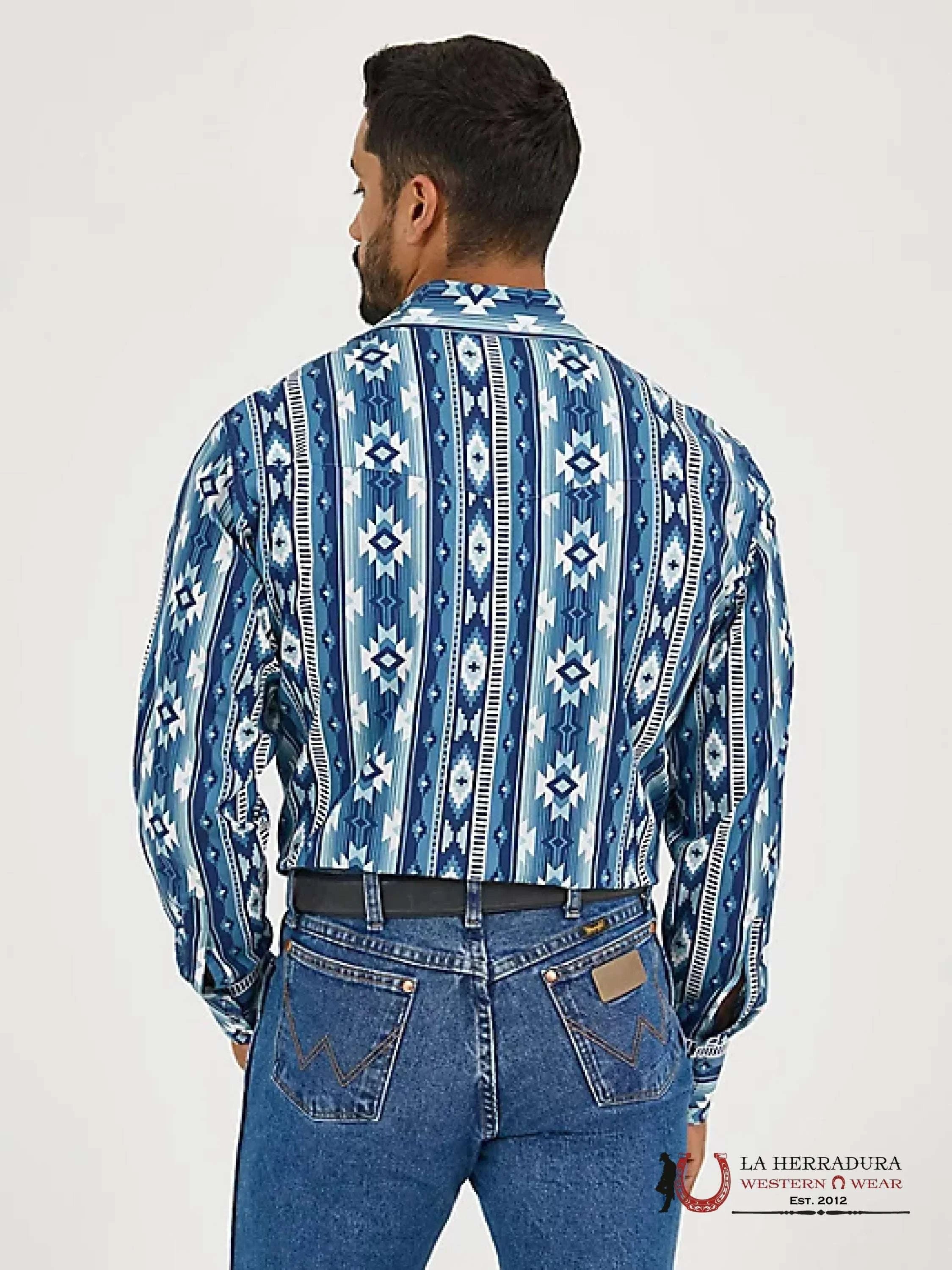 MEN’S CHECOTAH LONG SLEEVE WESTERN SNAP PRINTED SHIRT OCEAN - 5889 ROPA HOMBRES